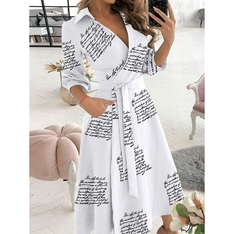 Women's Long Sleeve Casual Dress with Pockets - Comfortable Everyday Wear for Work, Outings & Date Nights