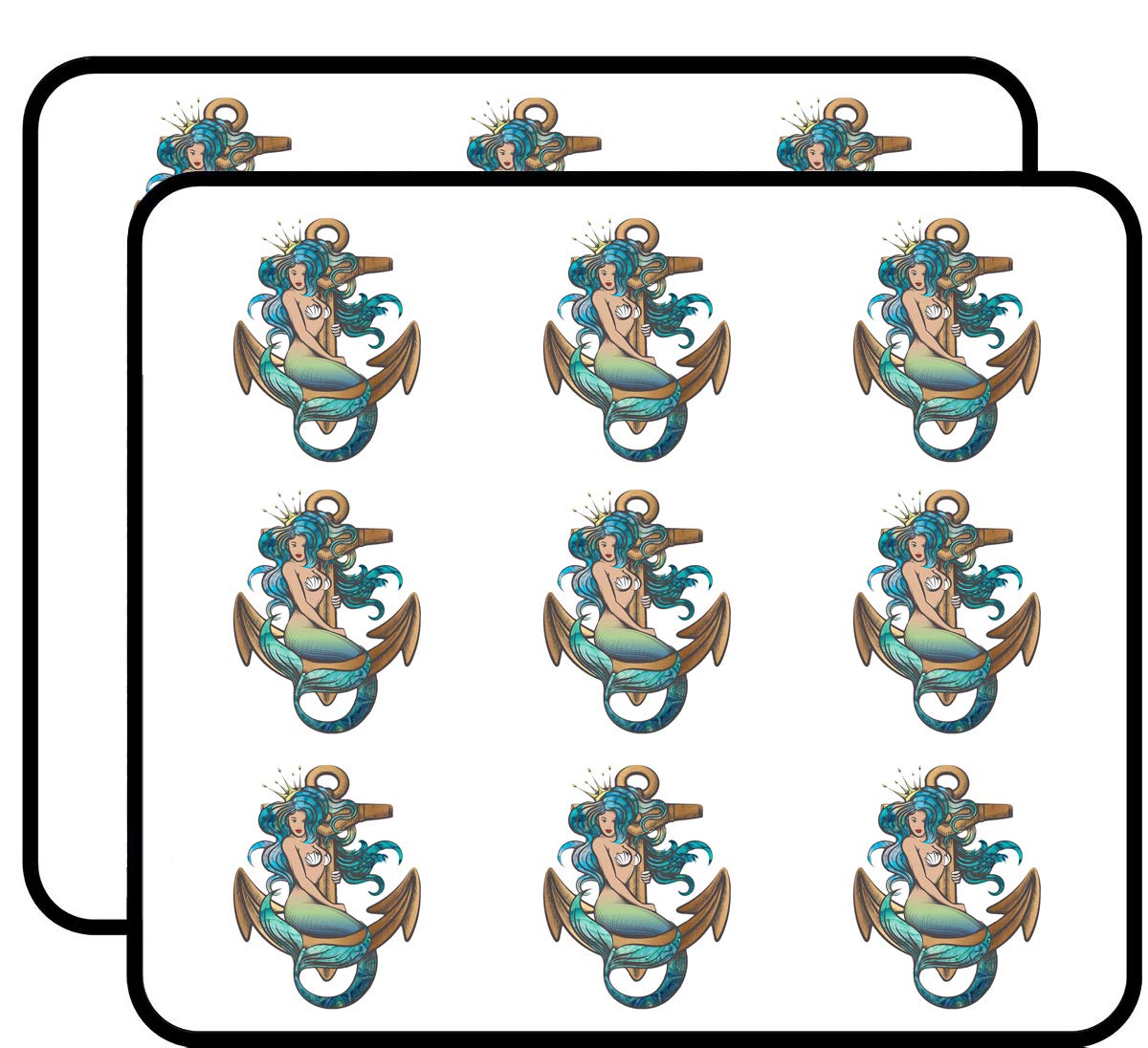 Mermaid Anchor Vinyl Stickers - 2 Inch Waterproof Decals (18 Pack) - Durable Laptop, Car, Phone Stickers for DIY Crafts, Scrapbooking & Water Bottle Decoration