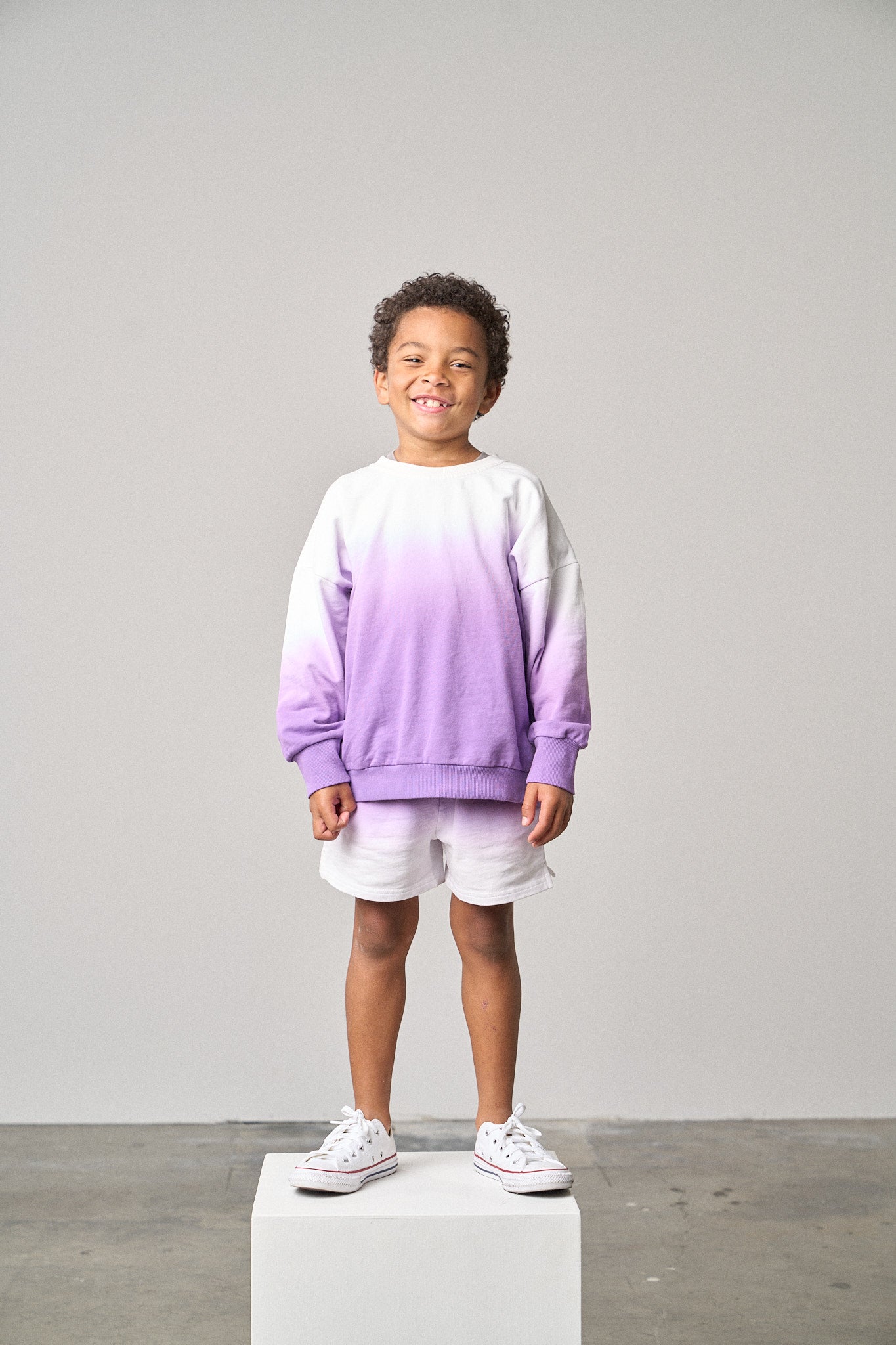 Ombre Lightweight Crewneck Sweatshirt for Women - Soft Purple Gradient Pullover, Comfortable Casual Wear for Everyday Outfits, Lounge & Street Style
