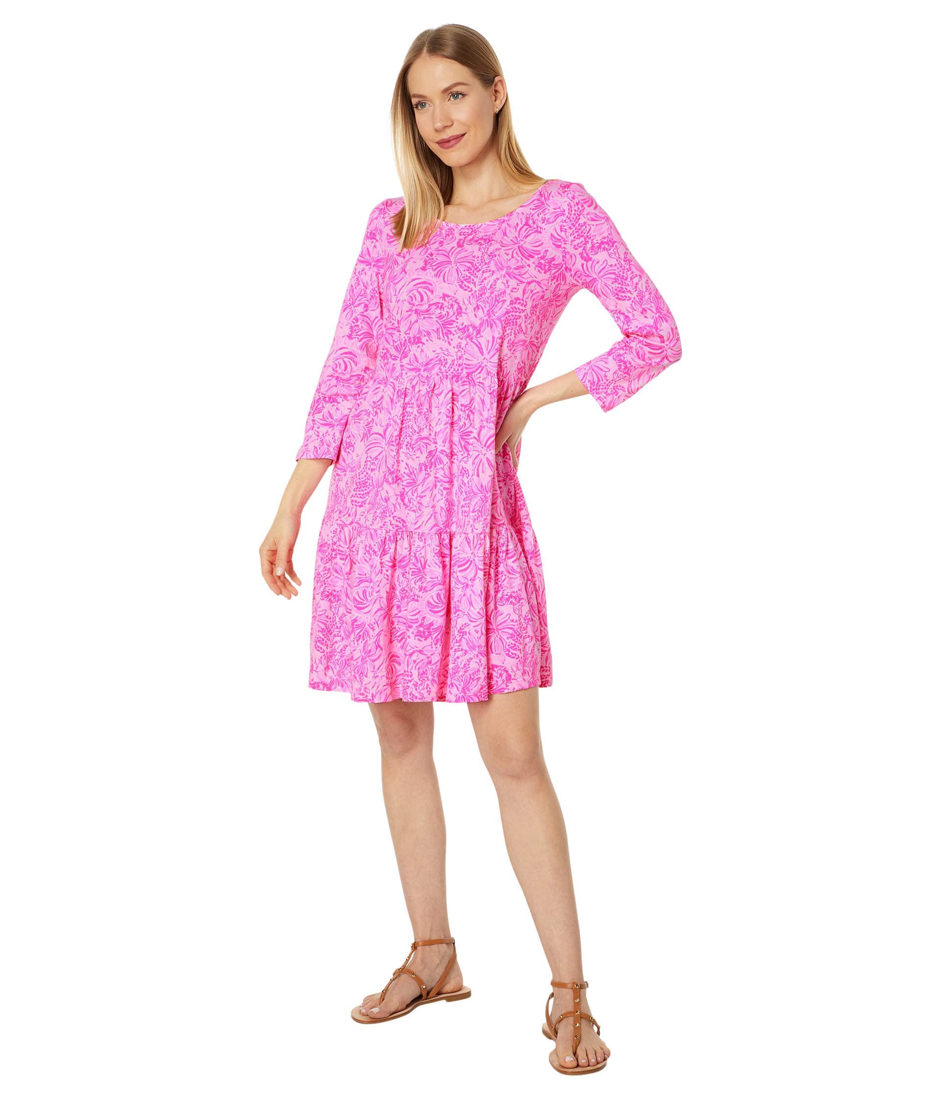 Lilly Pulitzer Geanna Women's Floral Print Dress - 100% Cotton, Machine Washable, Tumble Dry - Perfect for Summer Vacations, Beach Parties & Casual Outings