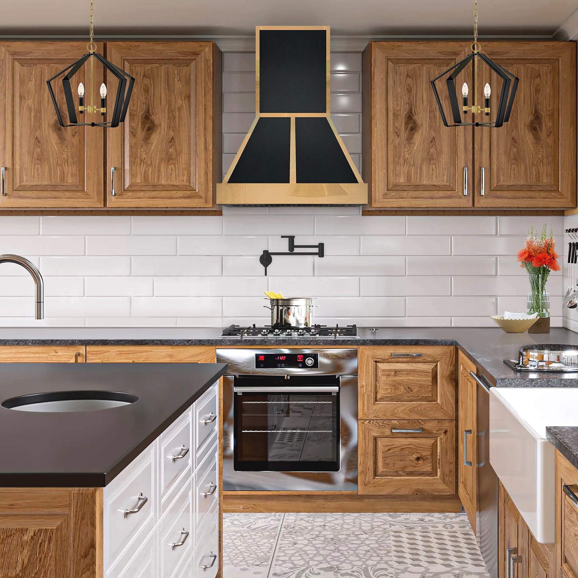 Premium Handcrafted Black Stainless Steel Range Hood - SINDA SRH36 BPB2 | Modern Kitchen Ventilation for Home Cooking & Smoke Removal