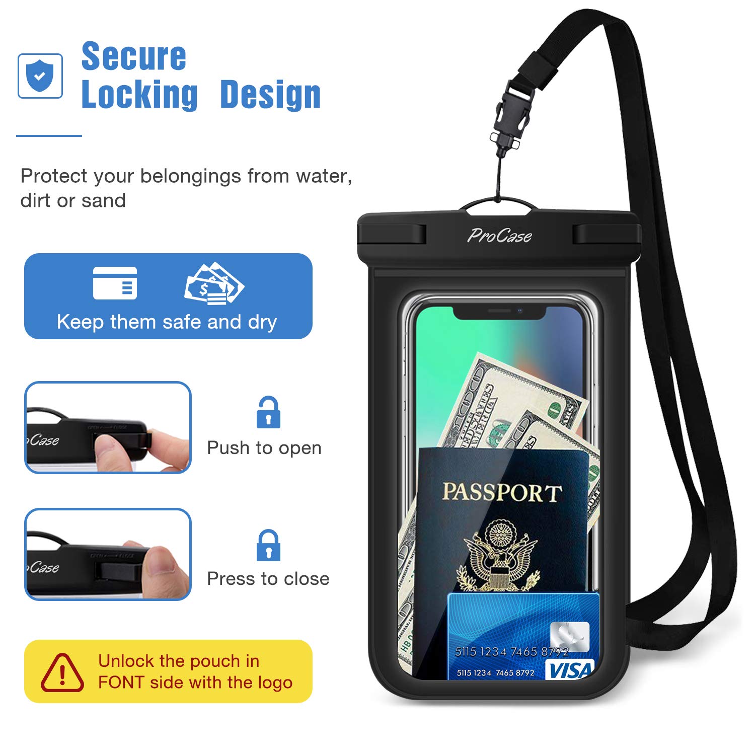 ProCase 4 Pack Waterproof Phone Pouch - Universal Dry Bag for iPhone 16/15/14/13/12/11 Pro/Max/Plus/XS/XR/X/8/7 & Samsung Galaxy S23/S22/S21/Note (Up to 7