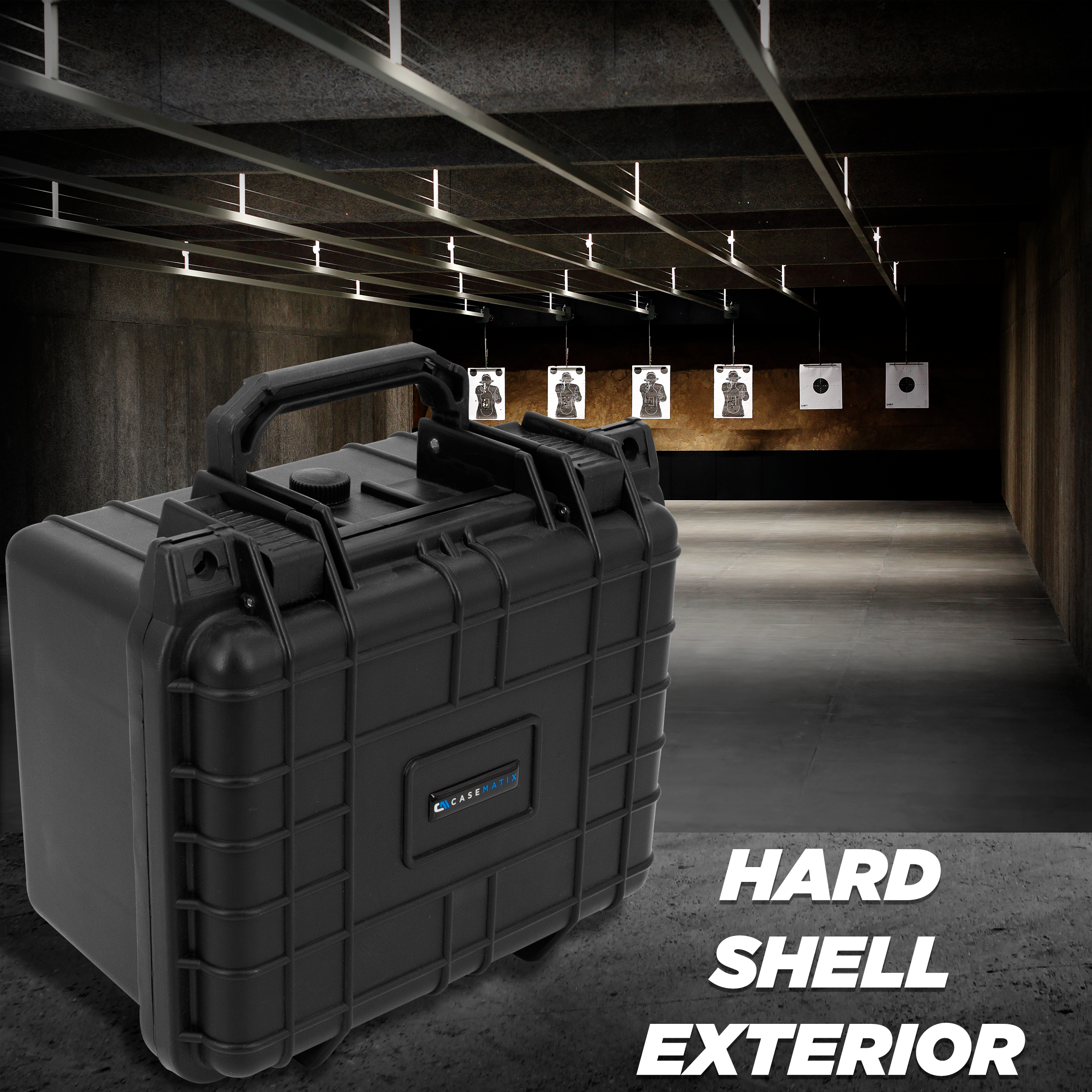 CASEMATIX 25 Pistol Magazine Storage Case - Waterproof Gun Magazine Holder for 25 9mm Magazines or 20 Mags + 1 Pistol | Durable Protective Case for Range, Travel & Secure Storage