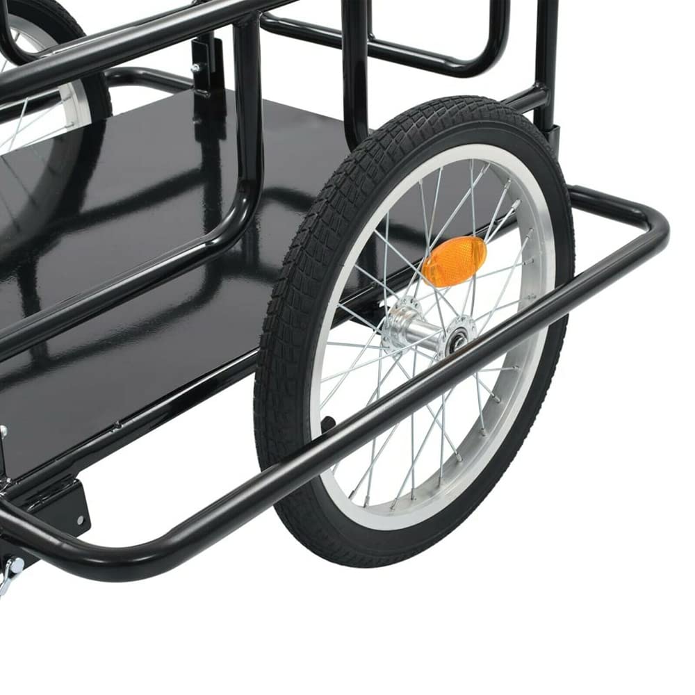 Foldable Heavy Duty Bicycle Cargo Trailer - 110lbs Capacity Steel Frame with Hitch for Hauling Luggage, Plants & Tools | Perfect for Camping, Gardening & Urban Commuting (Black)