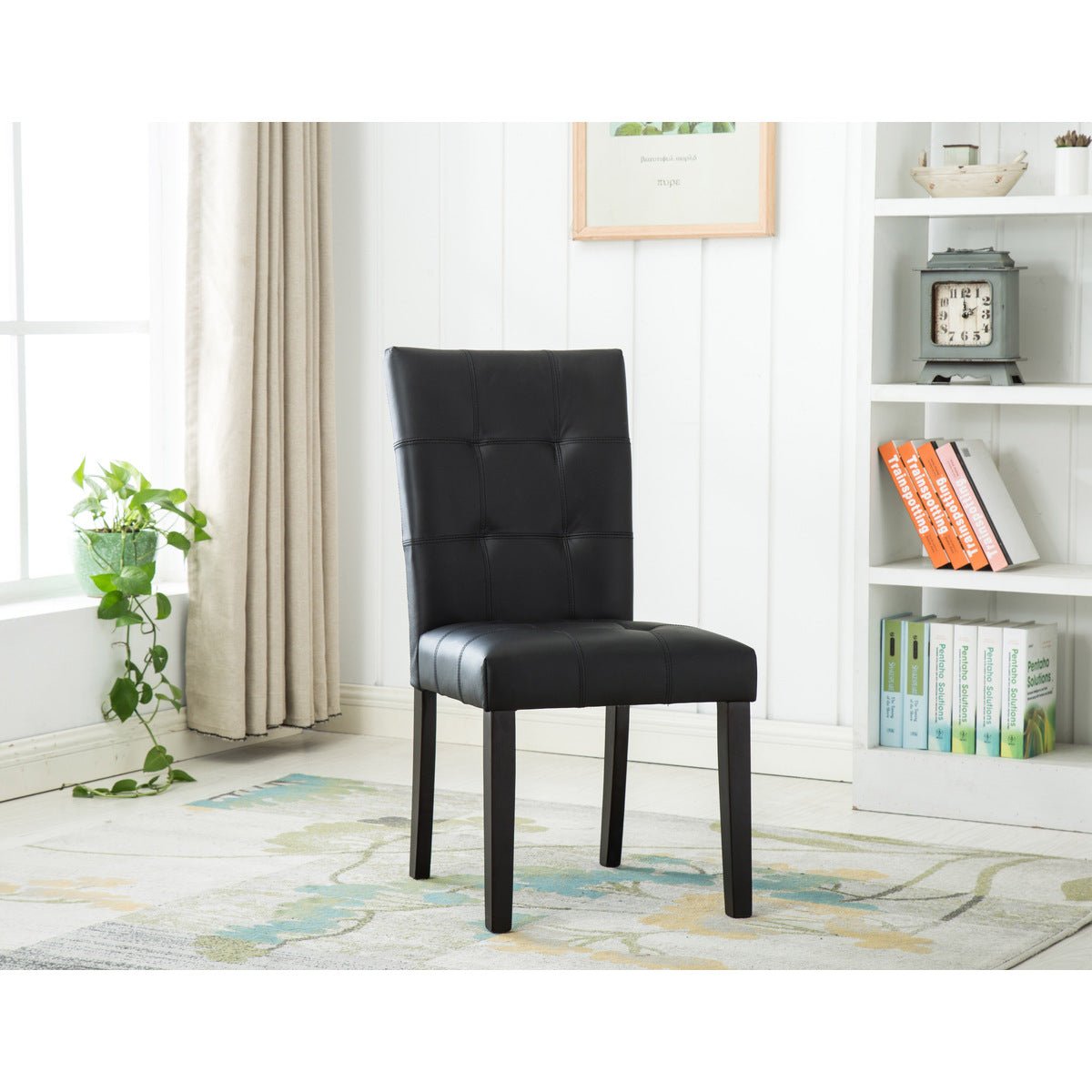 Athene Genuine Leather Match Chair Set of 2 - Modern Living Room Dining Chairs for Home Office & Entertainment Spaces