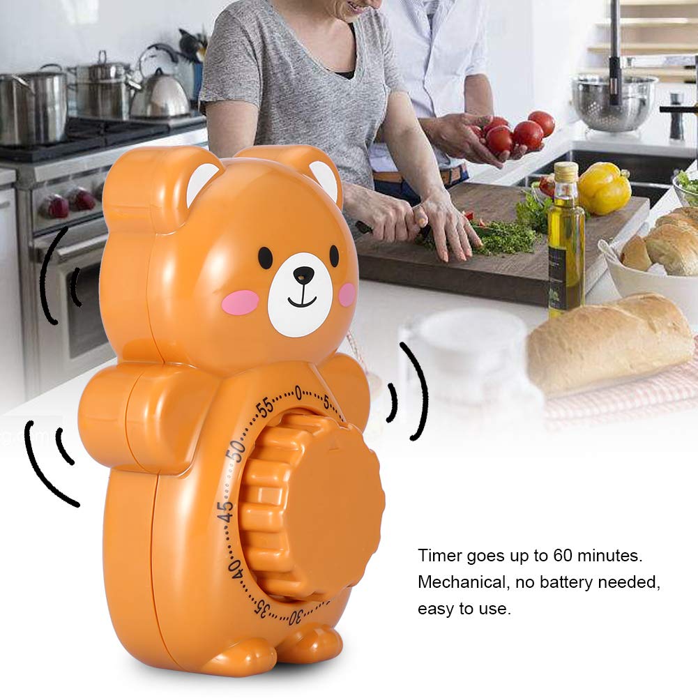 Cute Bear Mechanical Kitchen Timer - Manual Alarm for Cooking & Baking