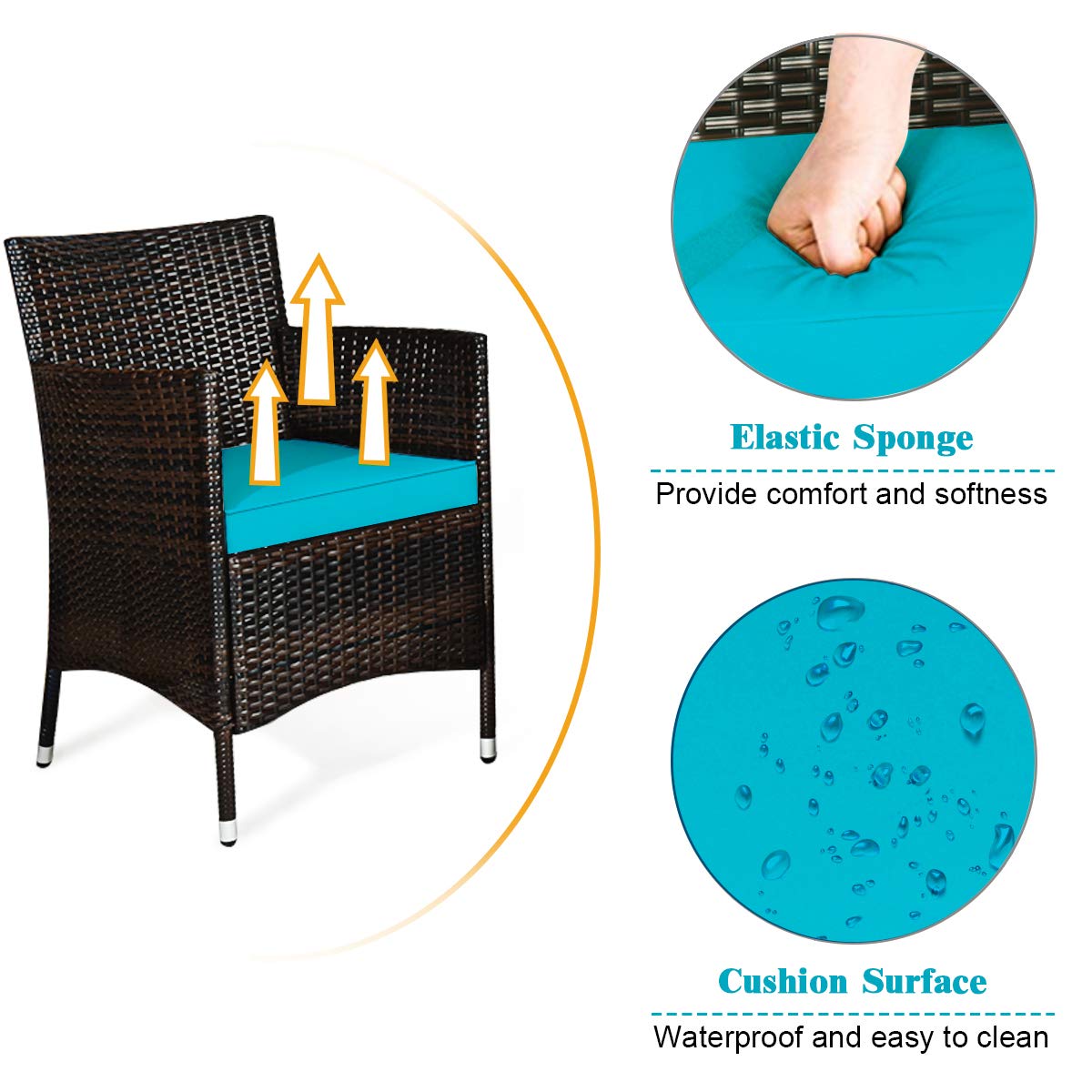 Tangkula 8-Piece Patio Rattan Conversation Set with Tempered Glass Coffee Table & Thick Cushions - Outdoor Wicker Furniture for Garden, Lawn, Poolside, Backyard - Perfect for Relaxing, Entertaining & Outdoor Dining