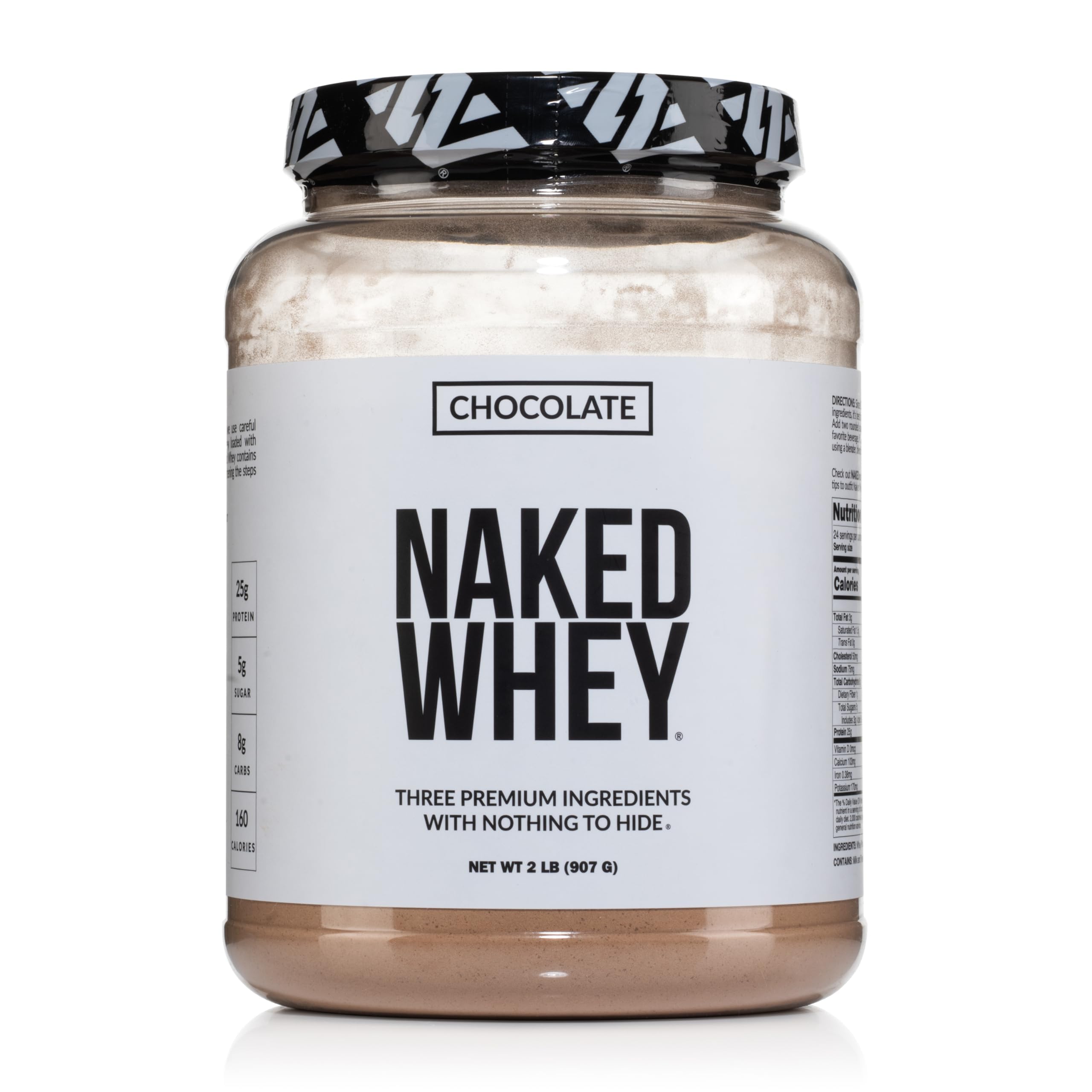 Naked Whey Chocolate Protein Powder - Grass Fed, Organic, Non-GMO, Soy & Gluten Free - Only 3 Ingredients (Whey, Organic Chocolate, Coconut Sugar) - 24 Servings for Post-Workout Recovery & Healthy Smoothies