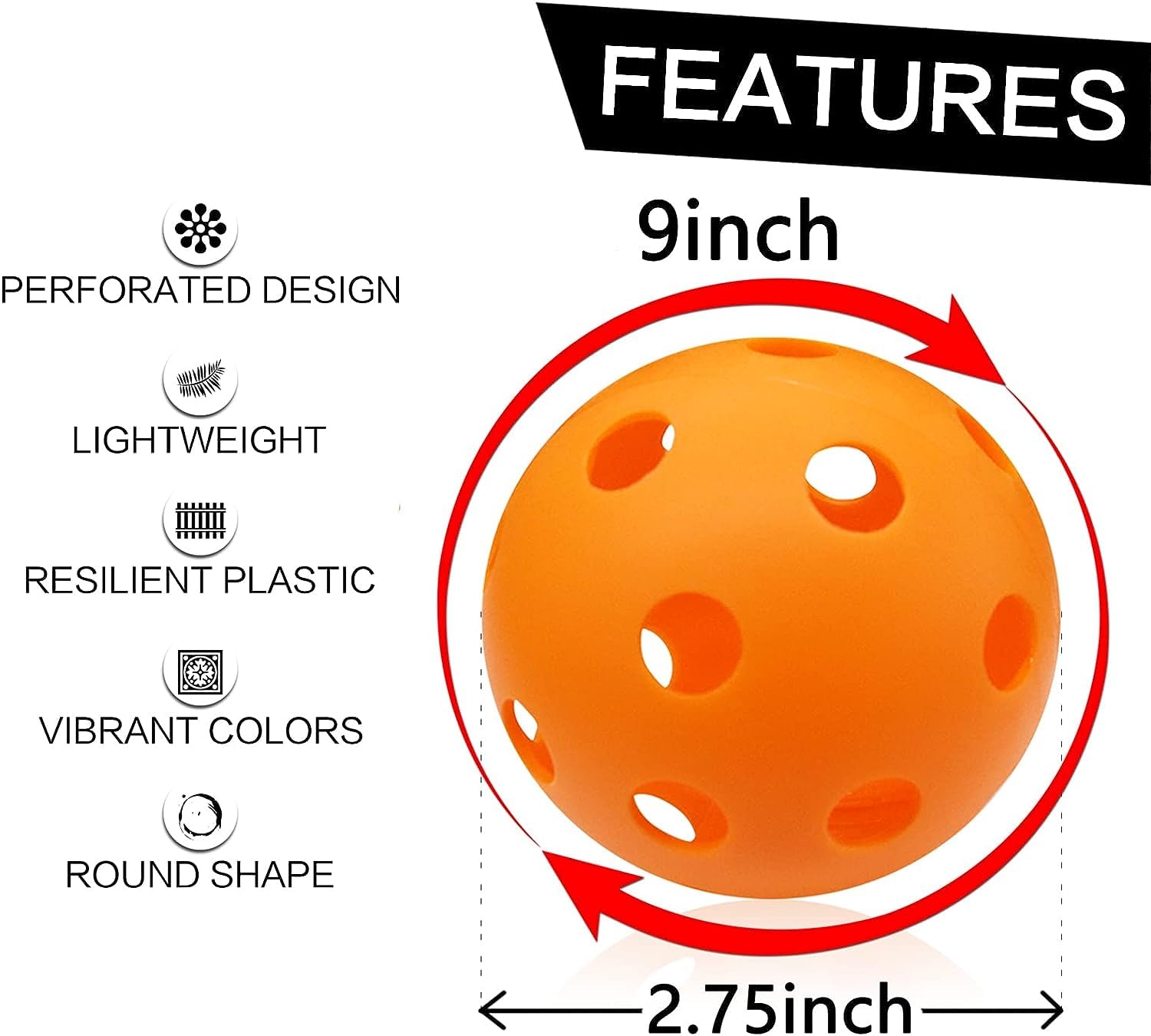 6/12 Pack Hollow Airflow Soft Plastic Baseballs for Kids - 9 Inch Practice Balls for Hitting, Sports Training & Backyard Games - Indoor/Outdoor Use for Baseball, Softball & Backyard Fun