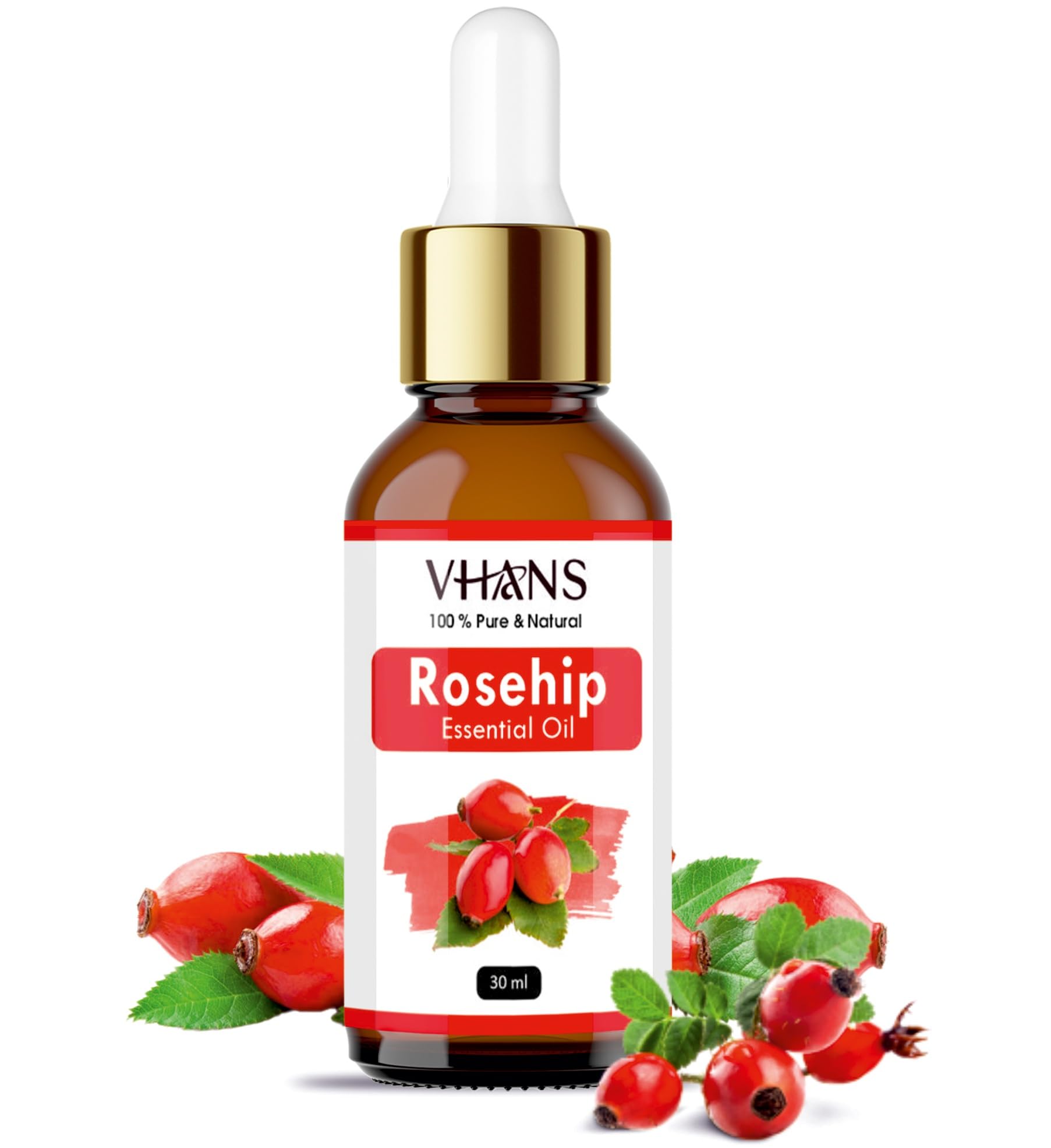 Organic Rosehip Oil for Face & Hair - 100% Pure Cold Pressed, Anti-Aging Facial Oil for Glowing Skin & Hair Growth, Suitable for All Skin Types (Men & Women), 30ml - Perfect for Night Routine & Dry Skin Care