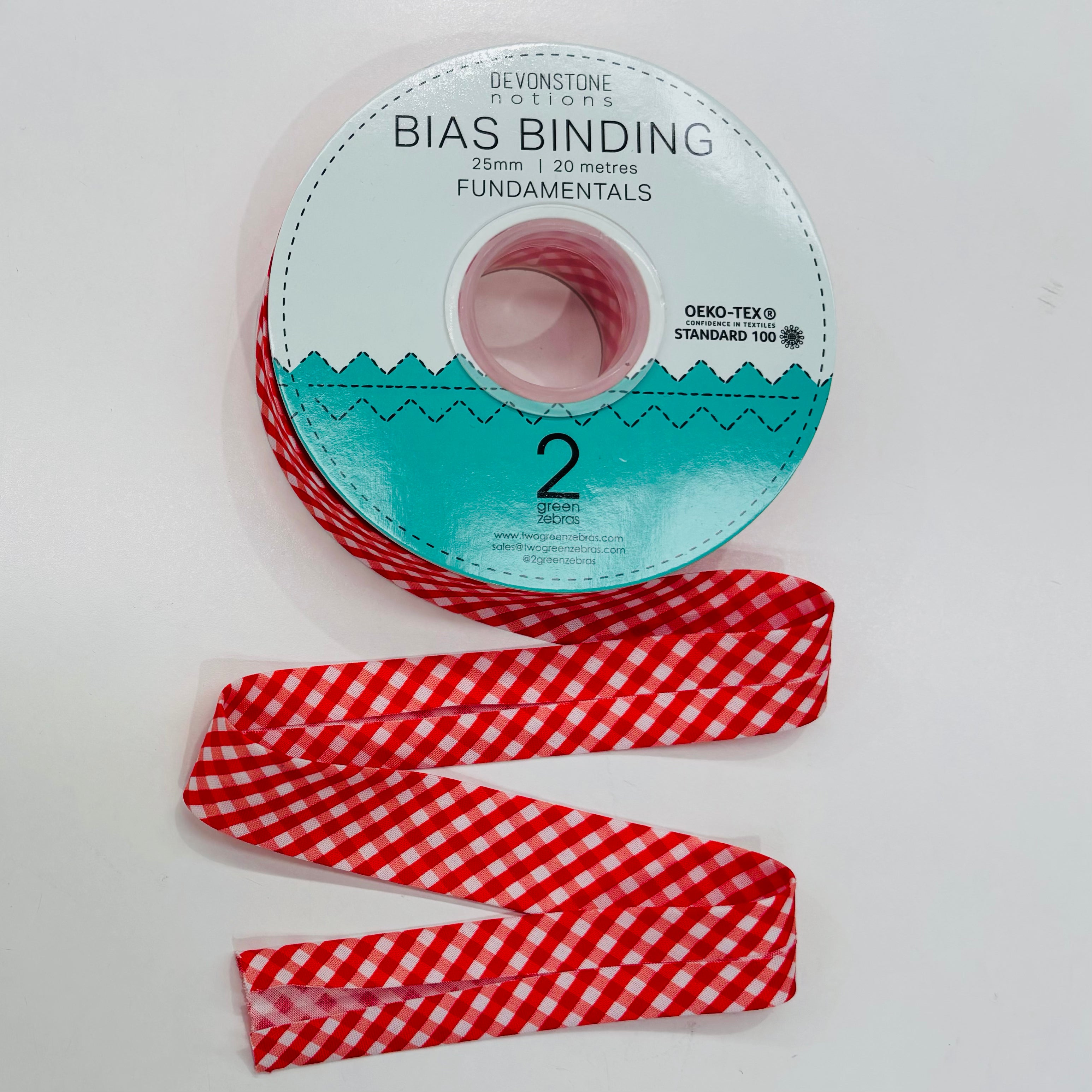 Bias Binding Tape DVBB2941 - 25mm/1 Inch Wide Red Delicious Check Cotton Trim for Sewing, Quilting & DIY Crafts - Perfect for Garment Edges, Home Decor & Scrapbooking