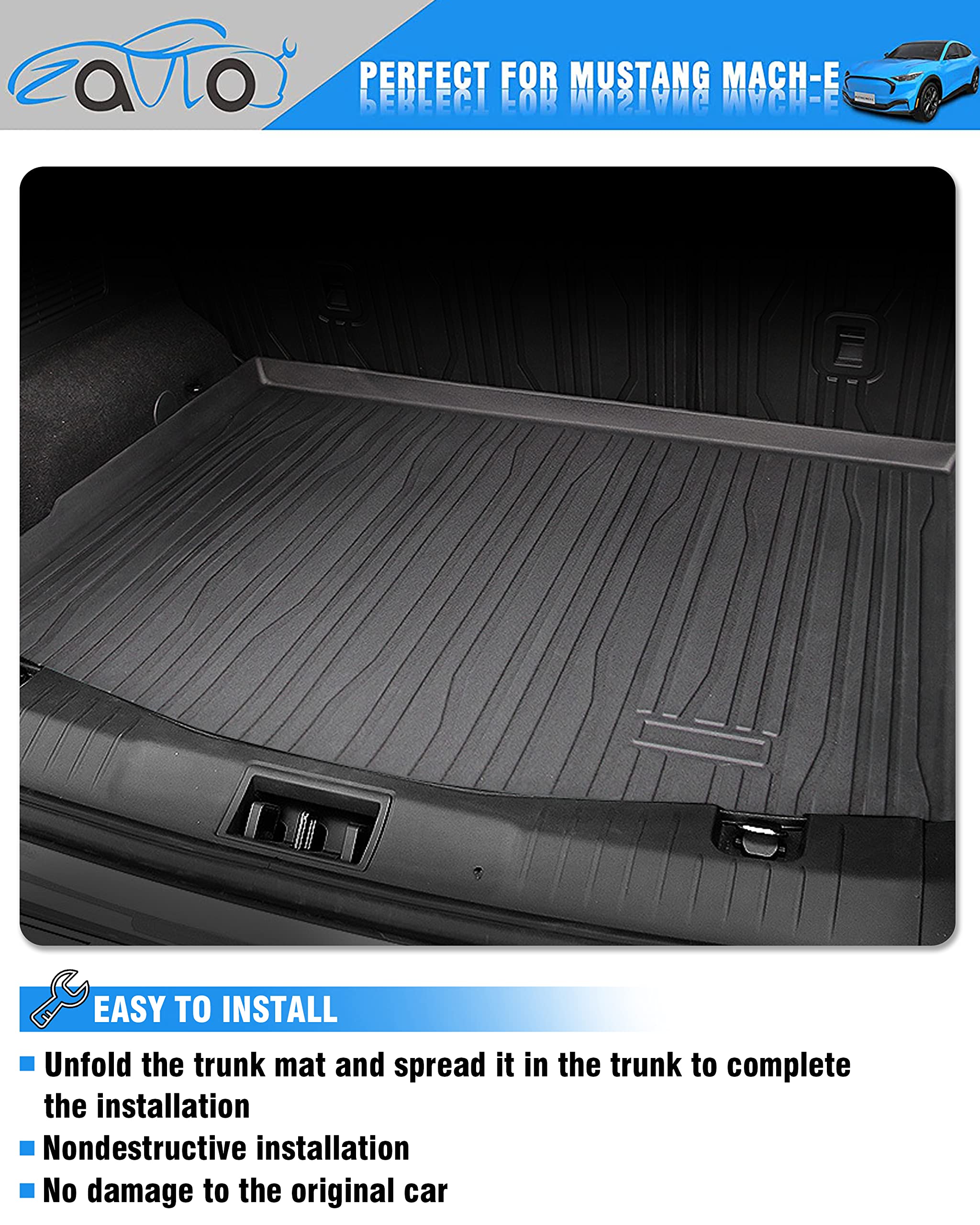 **Premium All-Weather Trunk Mat for Ford Mustang Mach-E (2021-2023) - Heavy Duty Cargo Liner, Pet-Friendly Rear Trunk Protector - Perfect for Road Trips, Groceries & Pet Transport**