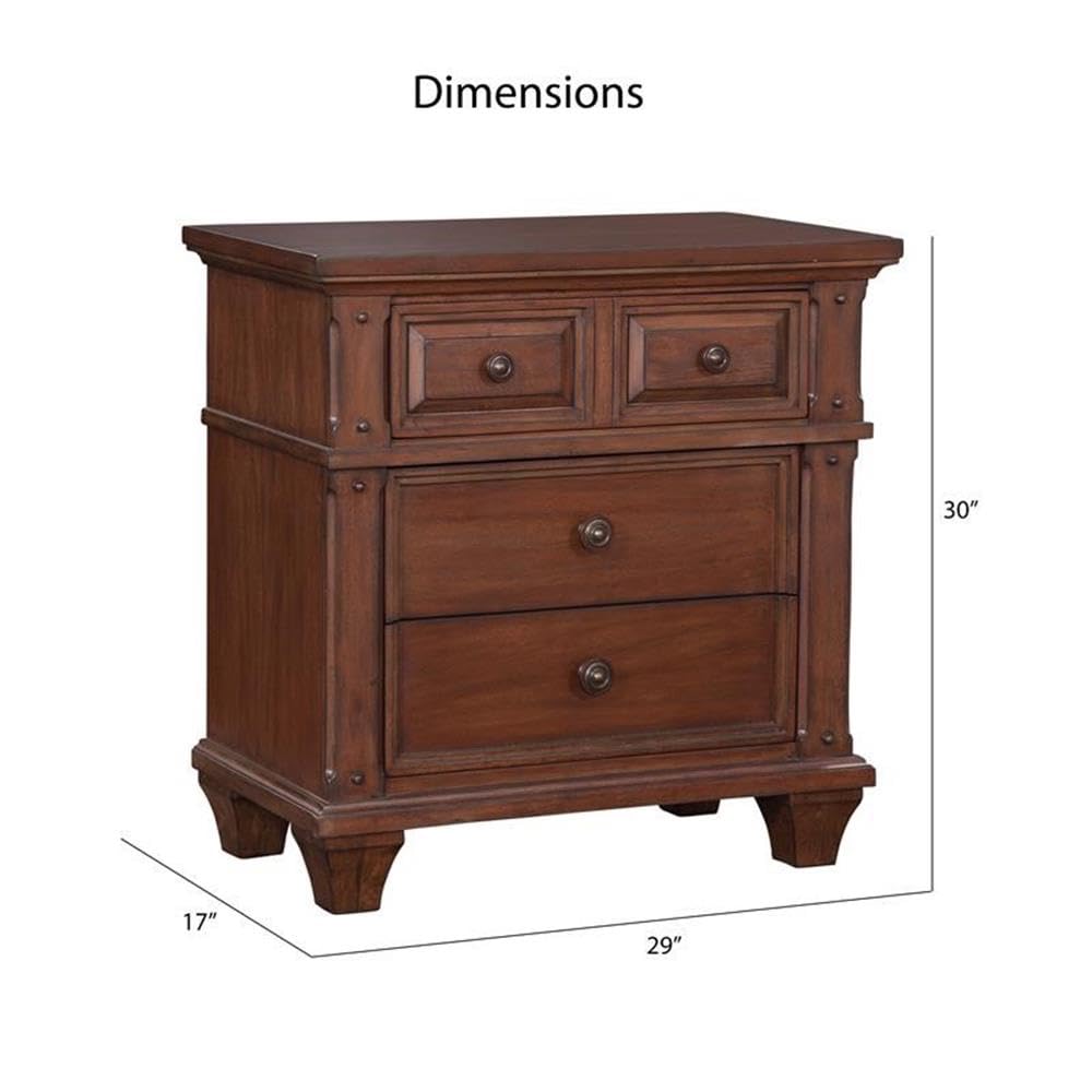 American Woodcrafters Sedona Cherry Finished Wood 3-Drawer Nightstand - Solid Wood Bedside Table with Storage for Bedroom, Living Room & Guest Room