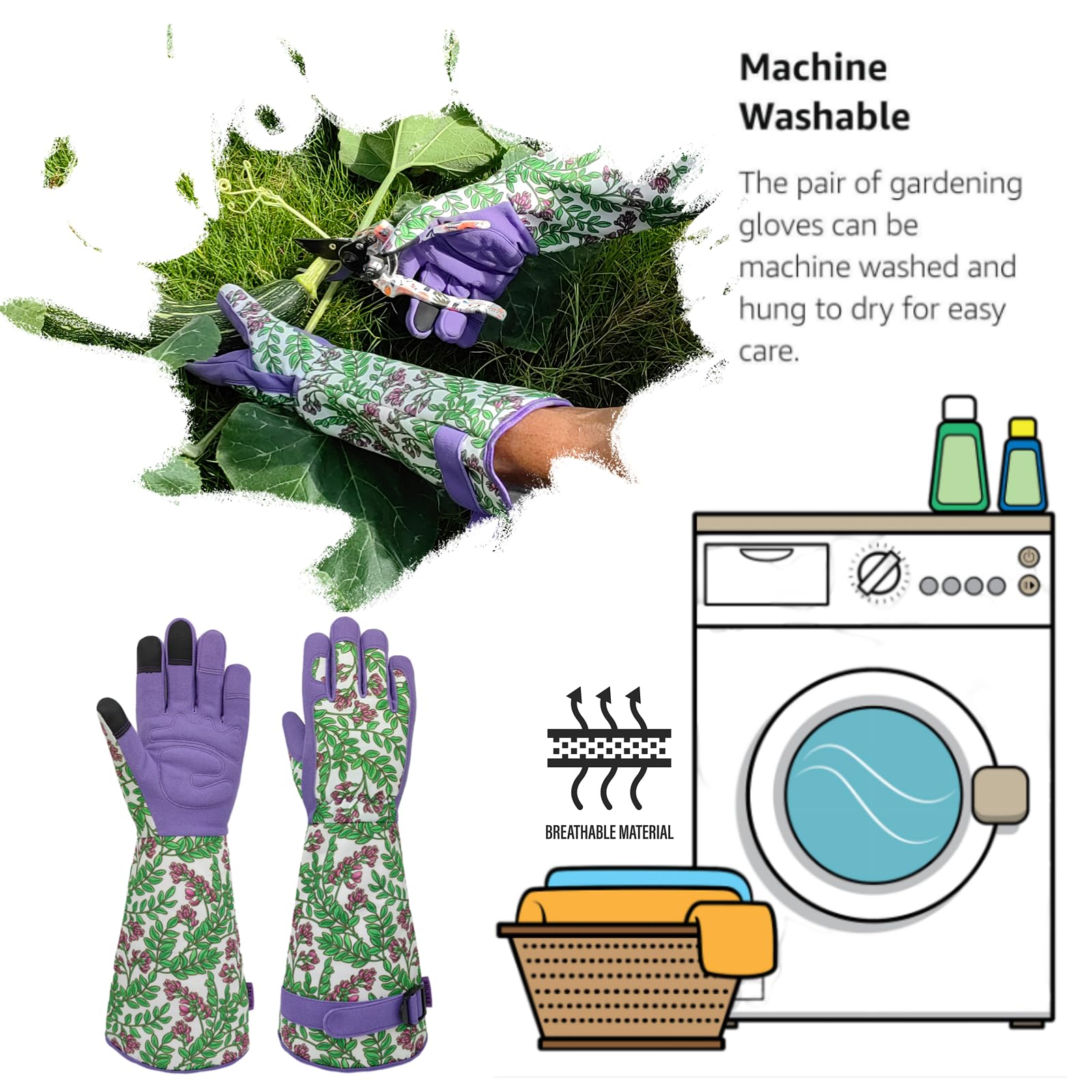 Durable Gardening Gloves with Touchscreen - Long Cuff Work Gloves for Rose Pruning & Outdoor Tasks - Perfect Gifts for Women & Men - Ideal for Gardening, Landscaping & Farm Work