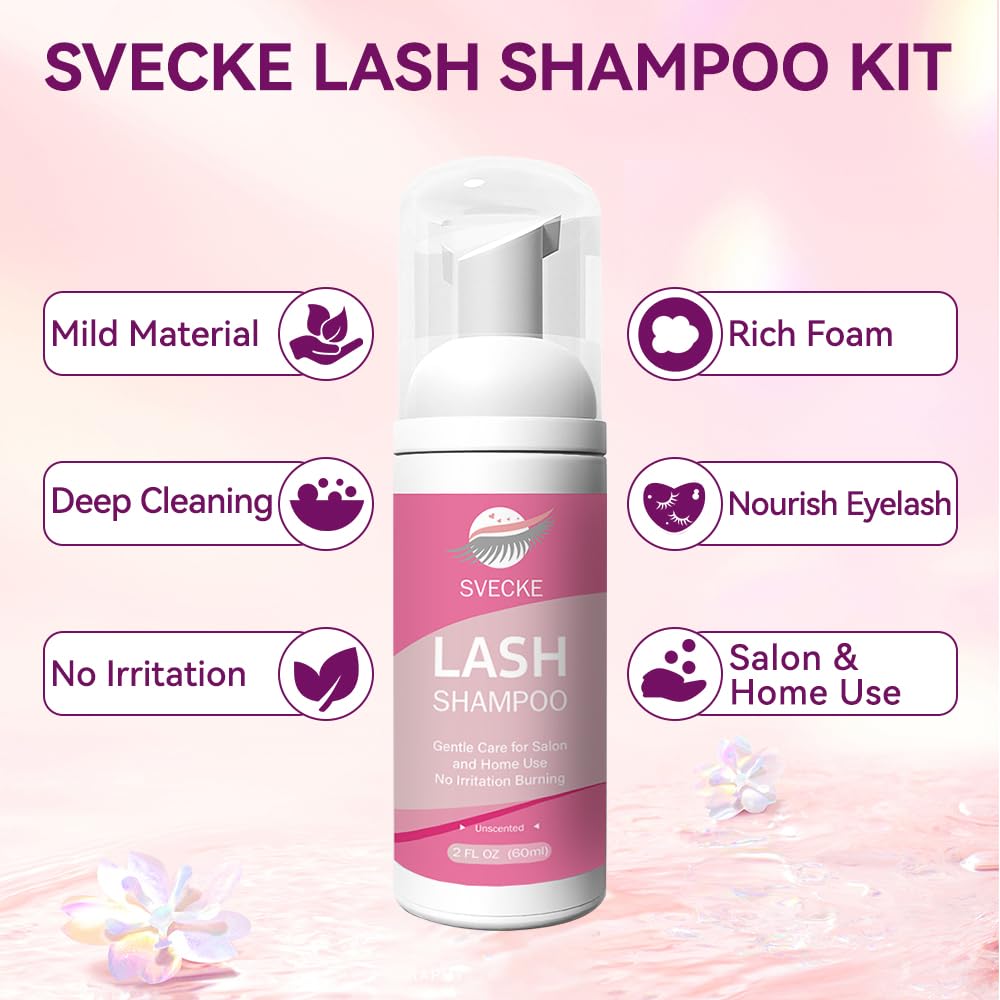 **Lash Shampoo Kit for Eyelash Extensions - 2 fl.oz (60ml) Eyelash Cleanser with Fan Dryer - Gentle Lash Cleaning Kit for Salon & Home Use - Perfect for Daily Lash Care & Maintenance**