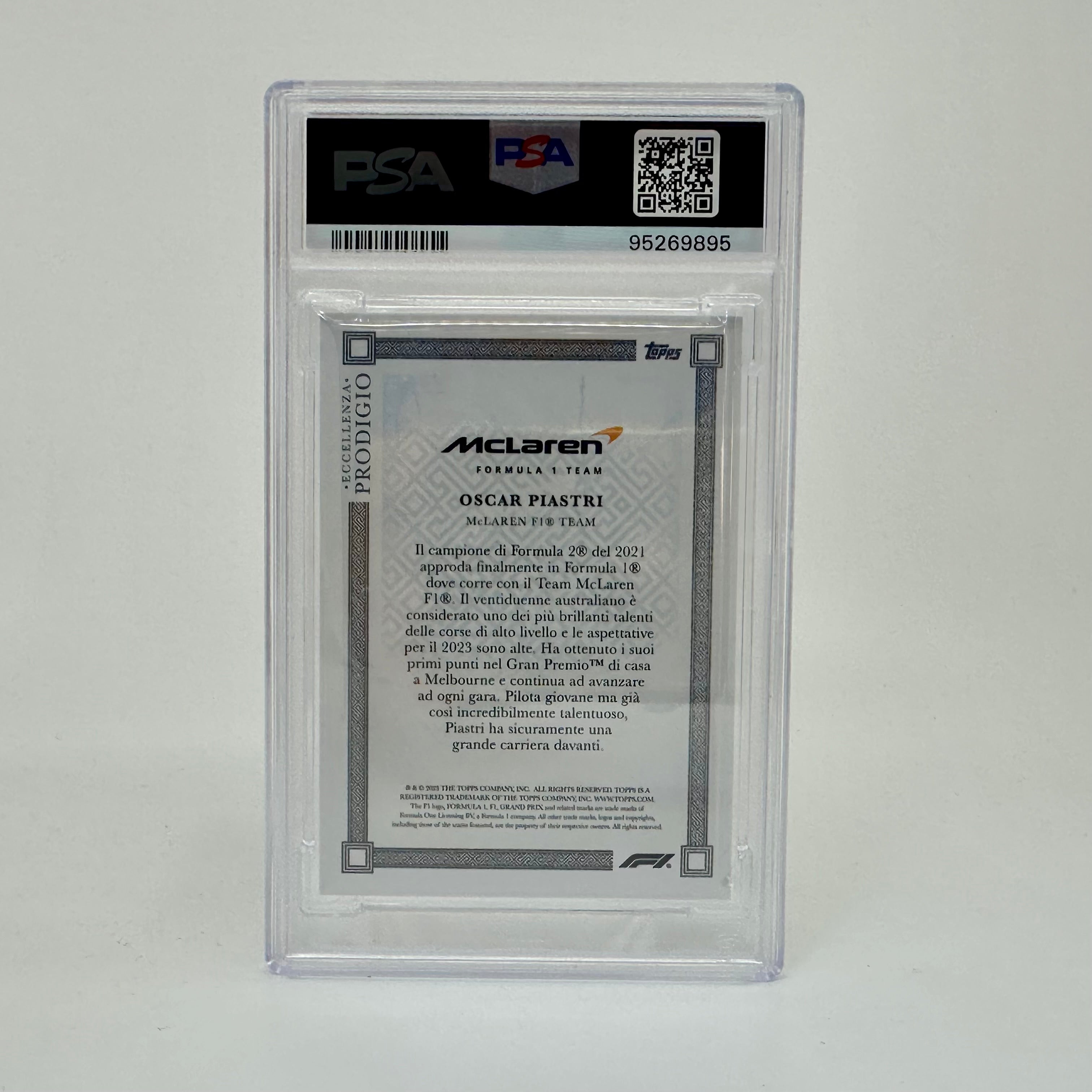 2023 Topps Eccellenza F1 Oscar Piastri Rookie Card RC PSA 8 23/75 Gray - Collectible Racing Memorabilia for F1 Fans & Sports Card Enthusiasts