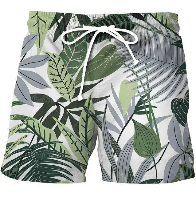 Men's Quick-Dry Tropical Beach Shorts - Lightweight & Comfortable Swim Trunks for Summer Vacation, Pool Party, and Outdoor Activities