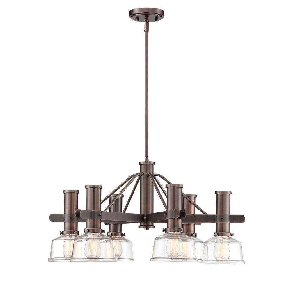 Designers Fountain 96586-SCB Carson Six Light Chandelier - Satin Copper Bronze Finish with Clear Glass Shades - Elegant Dining Room, Living Room, or Entryway Lighting Fixture