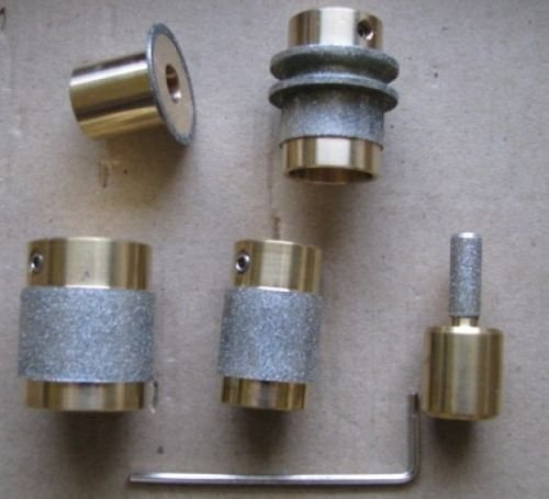 Premium Diamond Grinder Head Bit Set for Stained Glass & Lapidary Work - 5 Sizes with Brass Core - Perfect for Glass Cutting, Jewelry Making & Stone Polishing