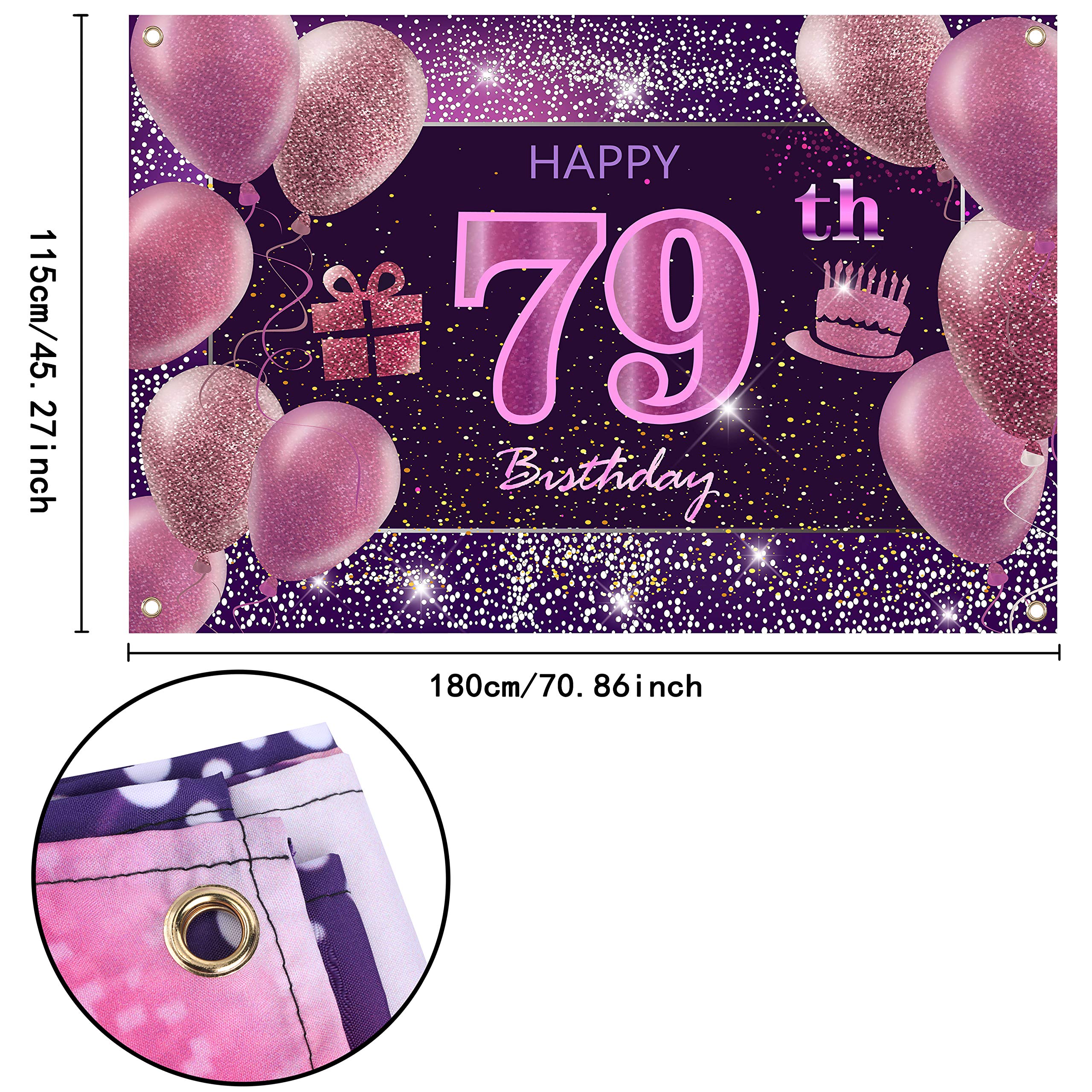 IMISI 79th Birthday Decorations for Women - Pink Happy Birthday Banner & Party Backdrop for Girls - Perfect for Birthday Celebrations, Photo Booths & Special Events