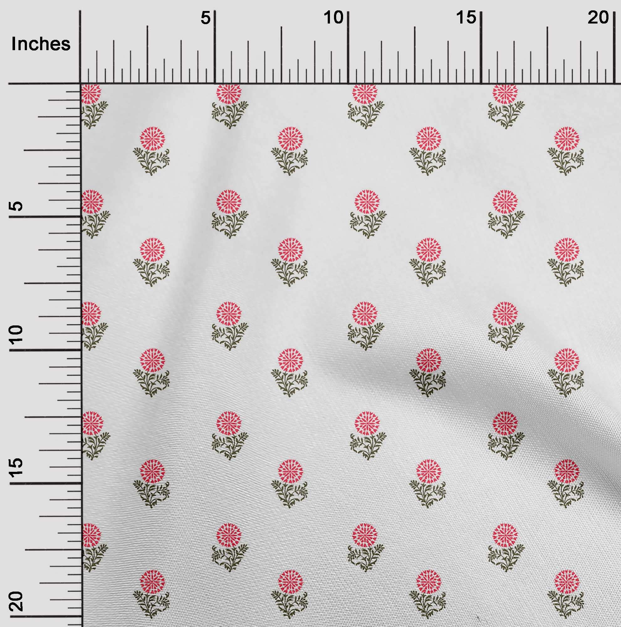 oneOone Cotton Flex Pink Asian Floral Print Fabric by The Yard - 40 Inch Wide Soft Dress Material for DIY Clothing, Home Decor & Craft Projects