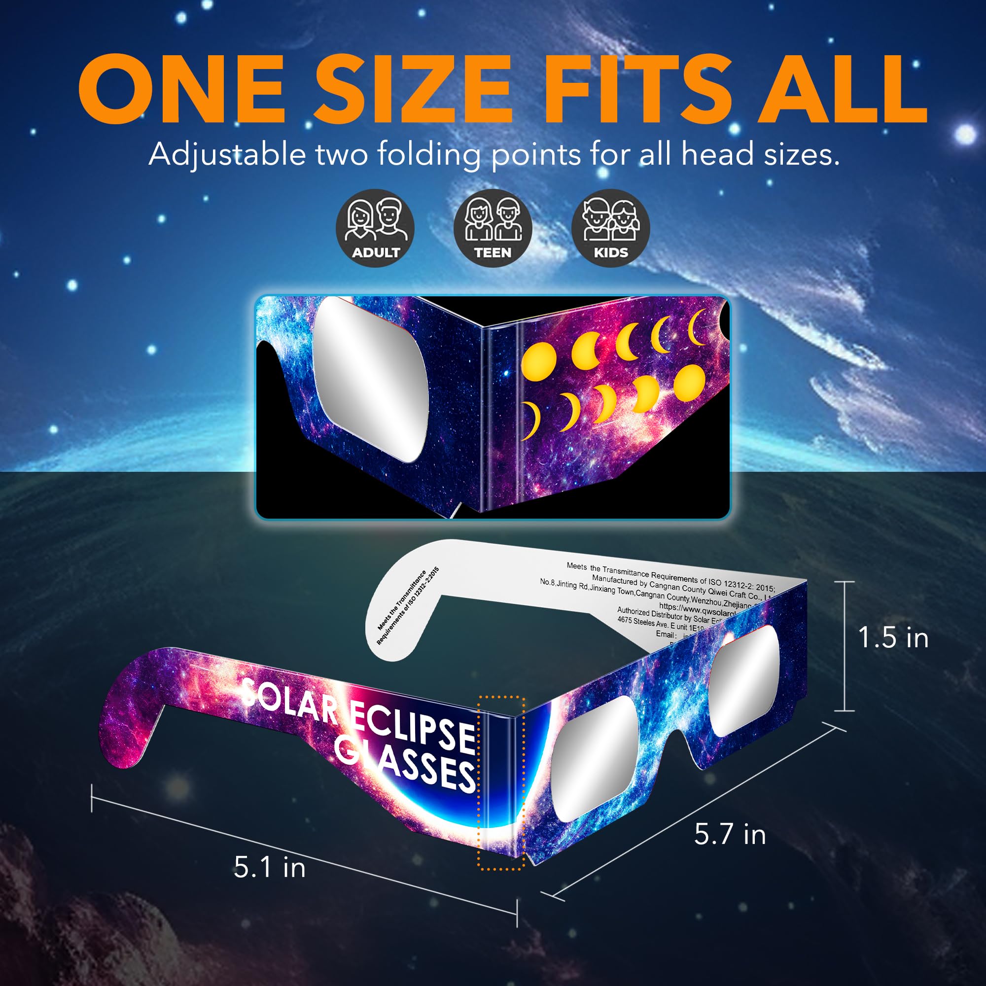 2024 Solar Eclipse Glasses (12 Pack) - CE & ISO Certified Safe for Direct Sun Viewing | AAS & NASA Approved | UV & IR Protection | Perfect for Eclipse Watching, Astronomy Events & Outdoor Activities