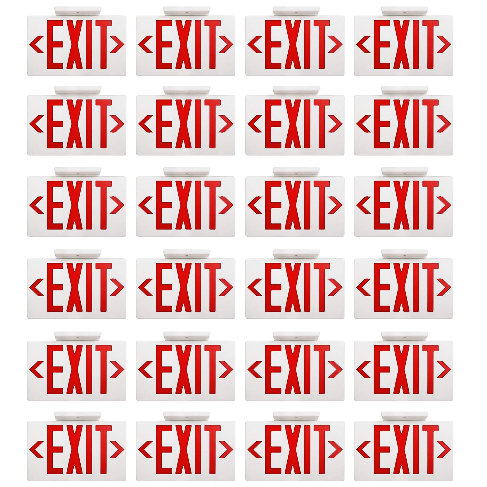 AKT LIGHTING Red LED Exit Sign Emergency Light with Battery Backup - Double Face Hardwired Commercial Emergency Exit Lighting (24 Pack) - UL-Listed 120-277V for Business, Restaurant & Supermarket Safety