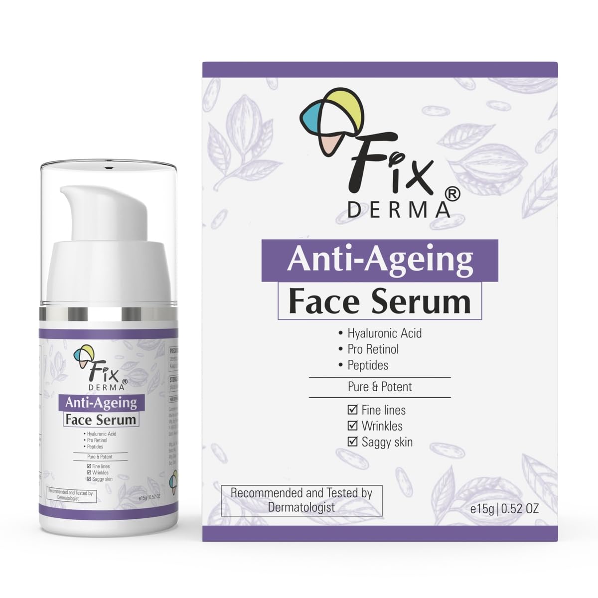 Fixderma Hyaluronic Acid & Pro Retinol Anti-Aging Face Serum for Fine Lines & Wrinkles - Men & Women, All Skin Types (15g) | Hydrating & Firming Daily Skincare for Youthful Glow