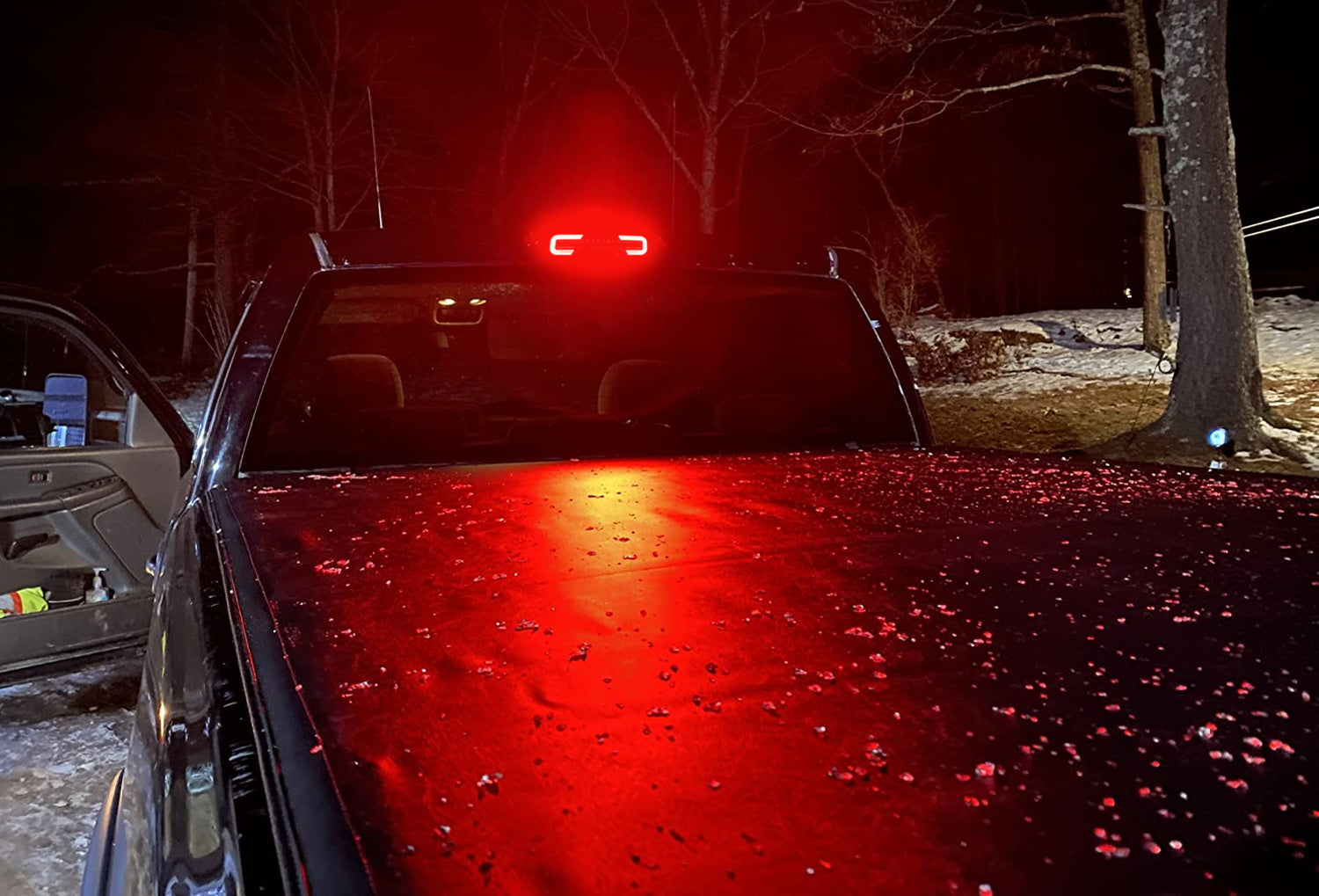 Dark Red C-Shaped LED 3rd Brake Light Compatible with 2014-2018 Chevy Silverado & GMC Sierra 1500/2500 - High Visibility Safety Upgrade for Night Driving & Towing