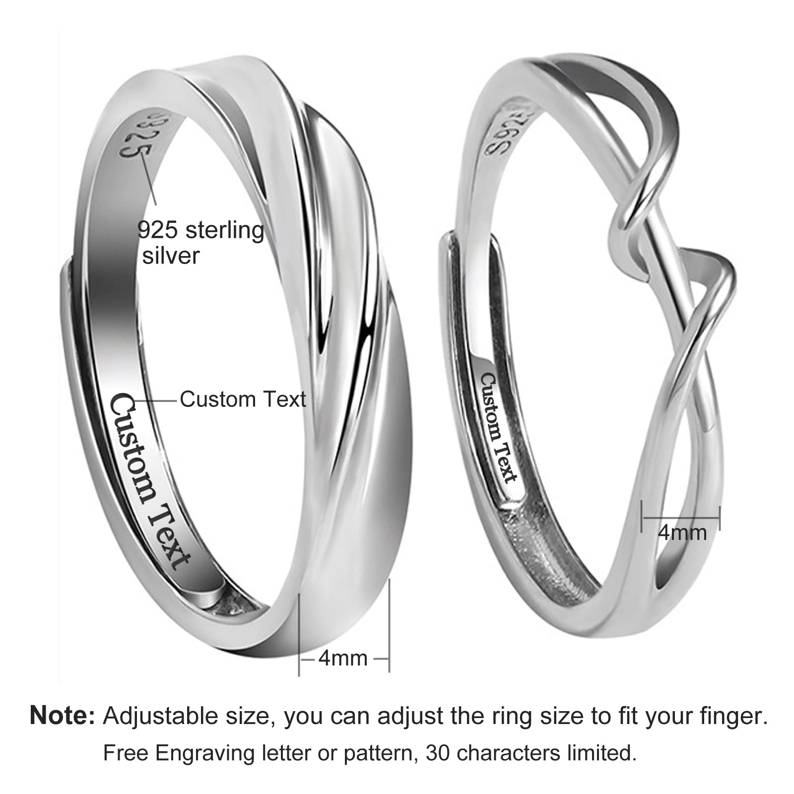 Bishilin 925 Sterling Silver Wedding Ring Set for Women - Elegant Crystal Promise Rings for Couples, Anniversary & Engagement Jewelry Gift - Perfect for Romantic Occasions, Proposals & Special Moments