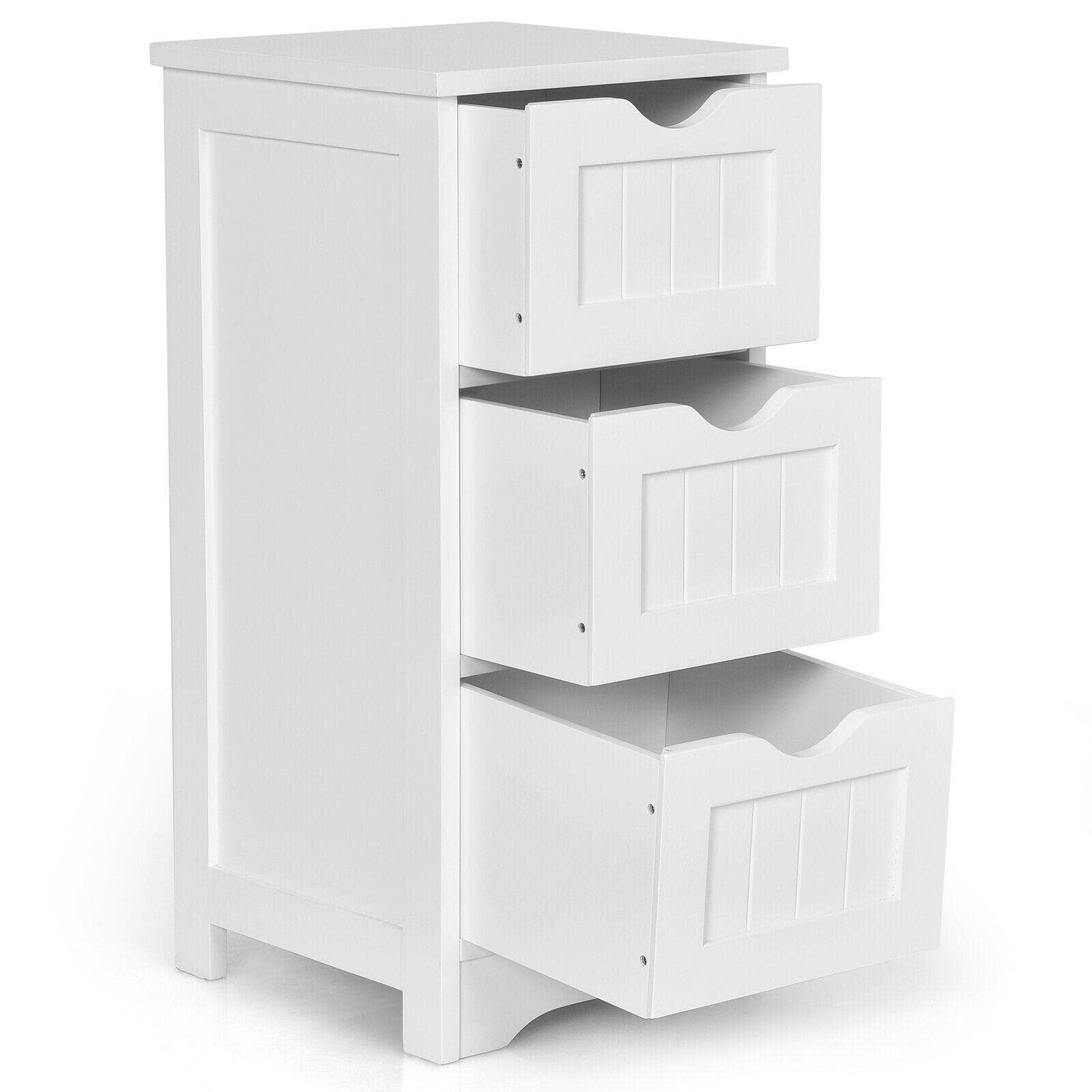 Freestanding Bathroom Floor Cabinet with 3 Storage Drawers - White Storage Organizer for Bathroom, Kitchen, Garage & Closet - Perfect for Organizing Toiletries, Cleaning Supplies & Household Items