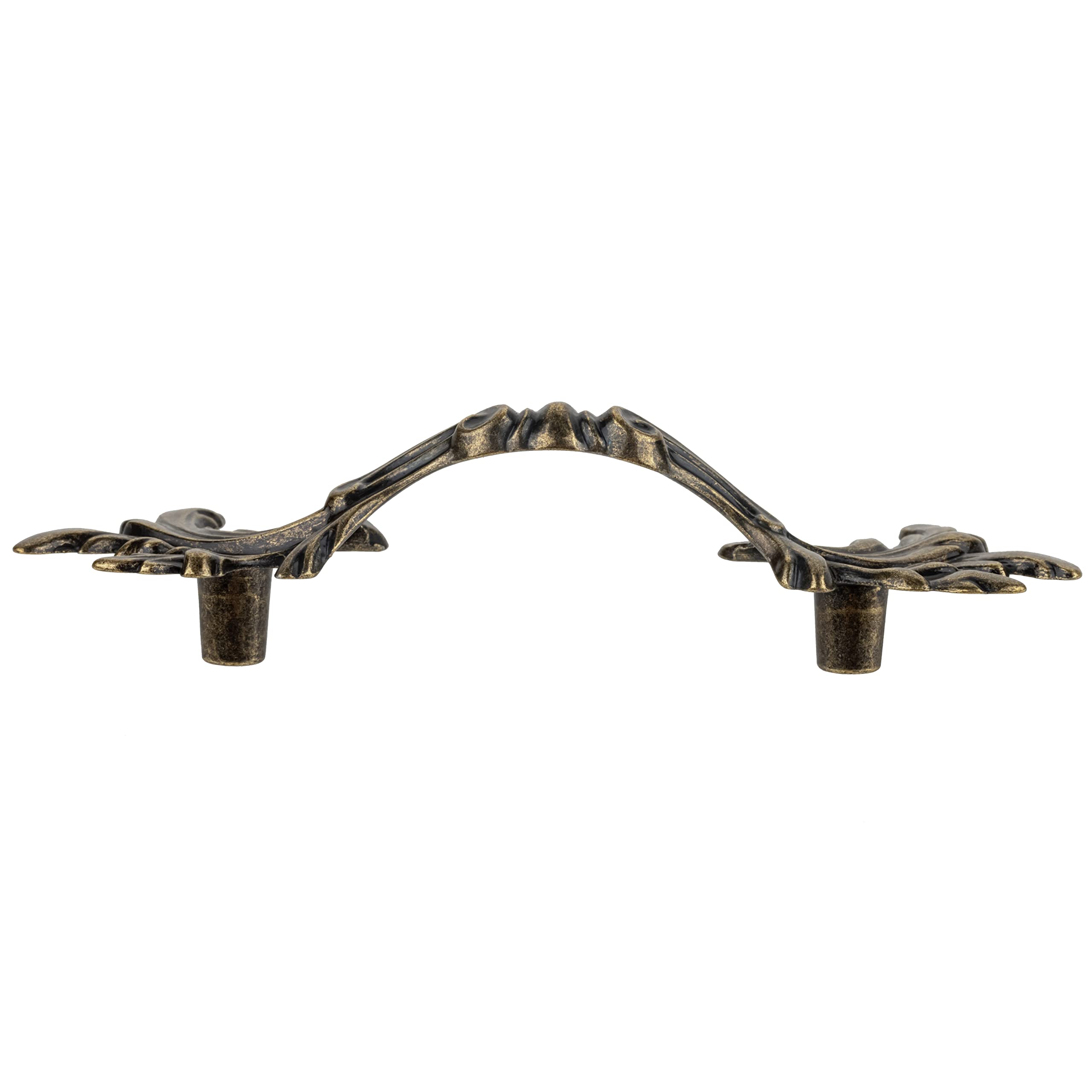 Vintage French Provincial Leaf Drawer Pull in Antique Brass - 2.5