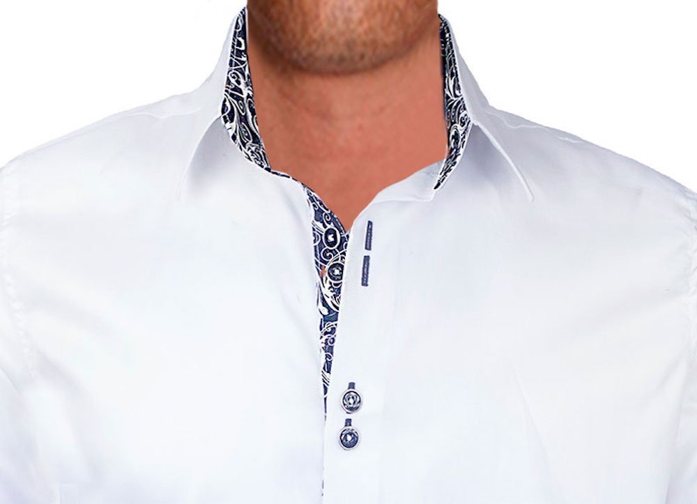 Premium White & Black Contrast Designer Dress Shirts for Men | Made in USA | Perfect for Business Meetings, Weddings & Formal Events