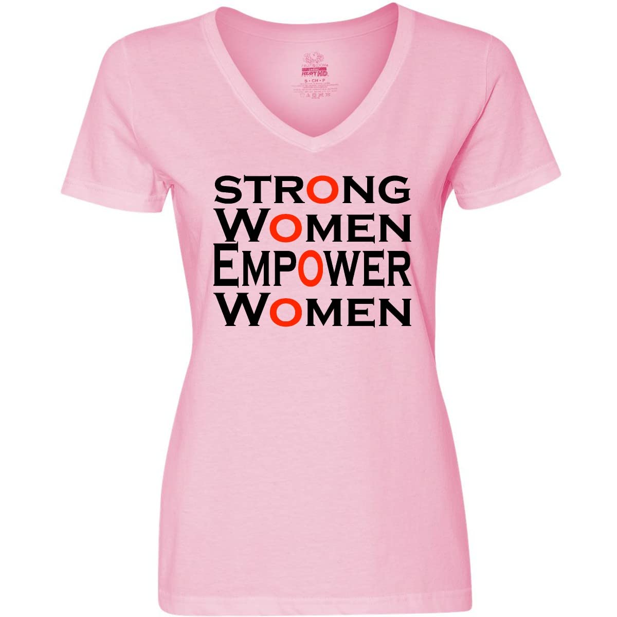 Inktastic Strong Women Empower Women V-Neck T-Shirt for Women - Feminist Apparel, Soft Cotton Tee for Everyday Wear, Workout & Casual Outfits