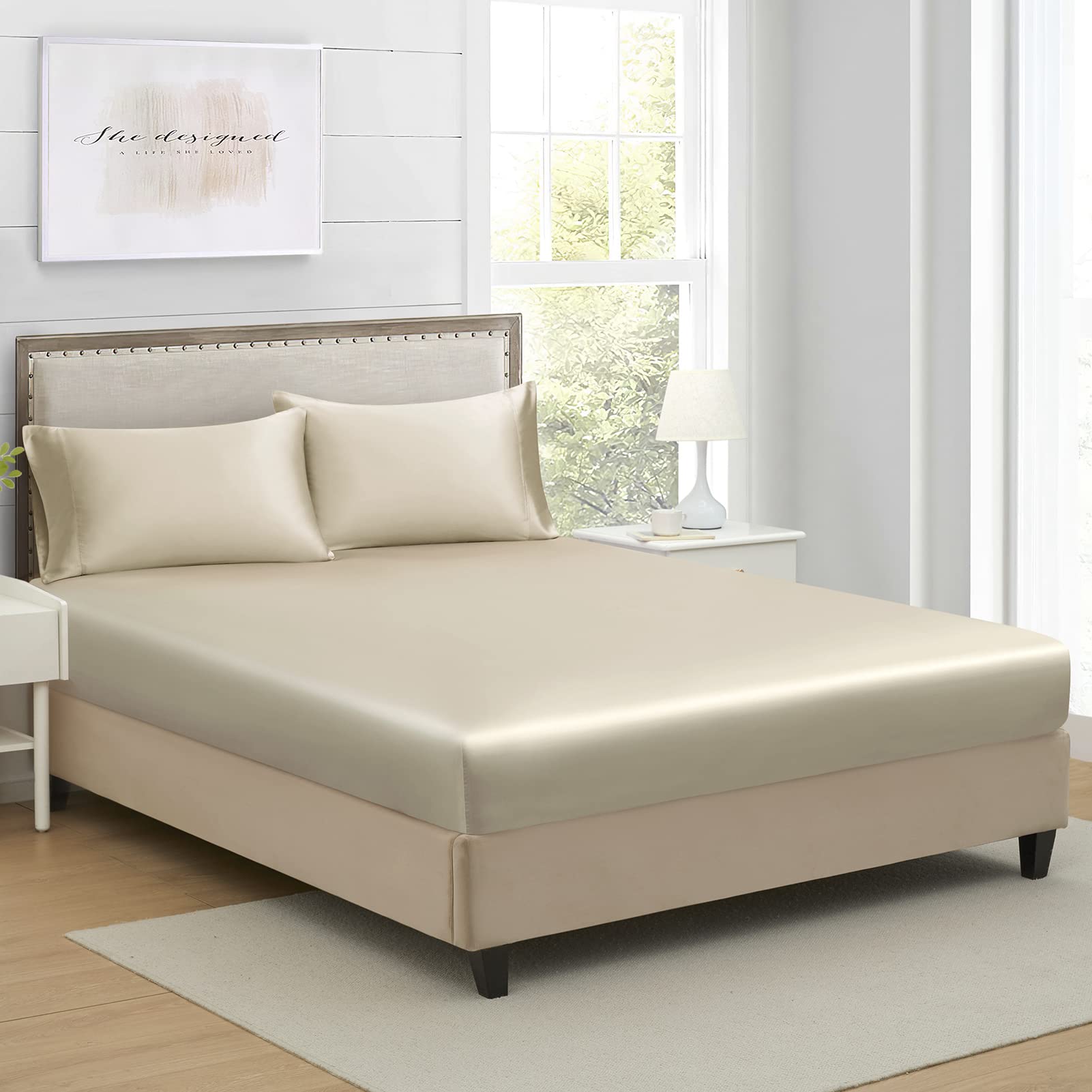 Luxury Queen Size Silk Satin Fitted Sheet - Deep Pocket 16