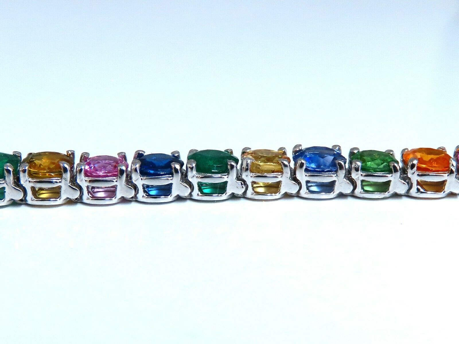 22Ct Natural Gemstone Line Bracelet - Emerald, Sapphire & Ruby in 14K Gold | Elegant Jewelry for Women, Perfect for Weddings, Parties & Gifts