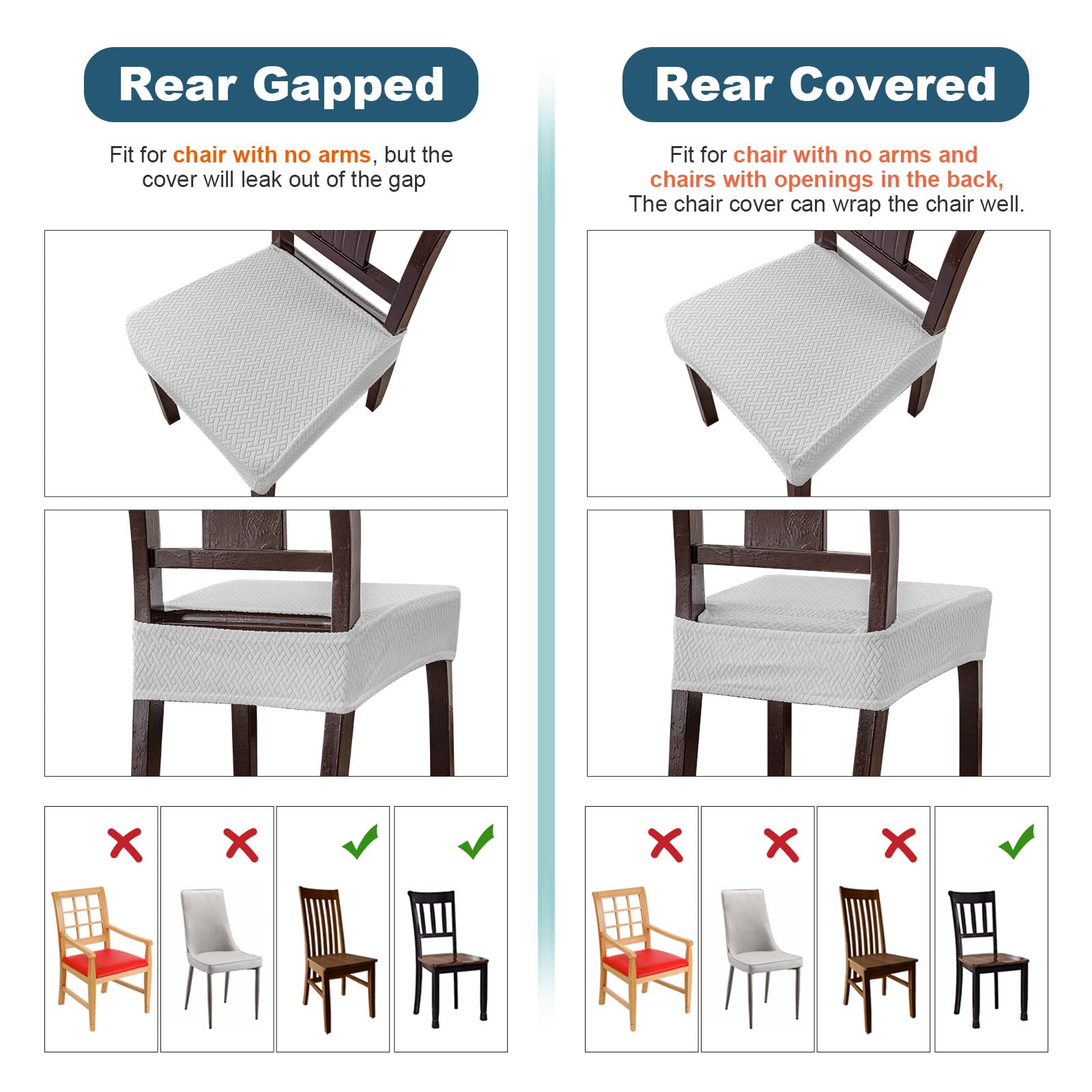 Waterproof Dining Chair Covers (4-Pack, White) - Spill Protection for Family Meals