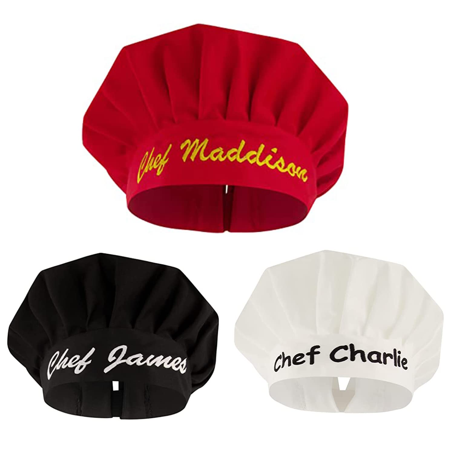 Custom Embroidered Chef Hats for Men & Women - Personalized Cooking Cap with Name - Adjustable Adult Chef Hat for Professional Kitchens, BBQ Parties & Culinary Classes