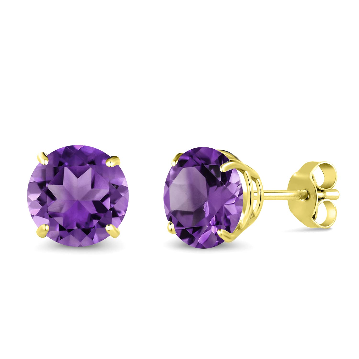 10K Yellow Gold Round 7MM Gemstone Birthstone Stud Earrings for Women & Men | Genuine Natural Birth Stone Jewelry | Perfect Gift for Anniversary, Birthday & Special Occasions