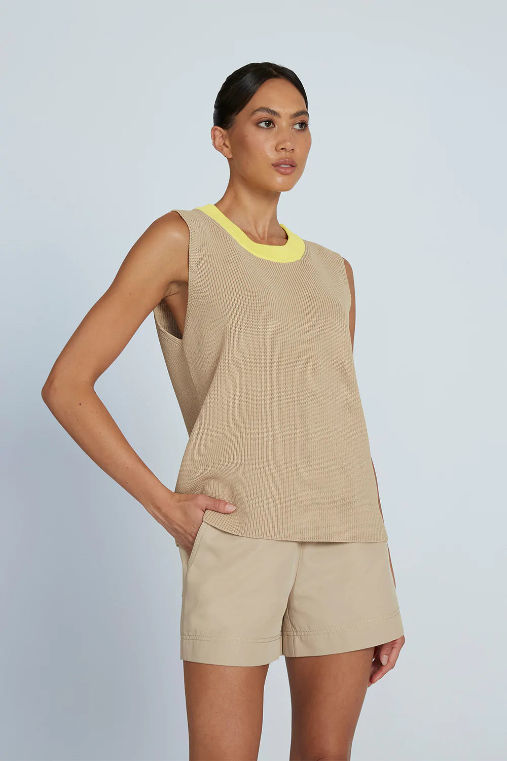 Flynn Sleeveless Knit Top for Women - Summer Casual Stretch Cotton Blouse - Perfect for Beach, Vacation & Everyday Wear