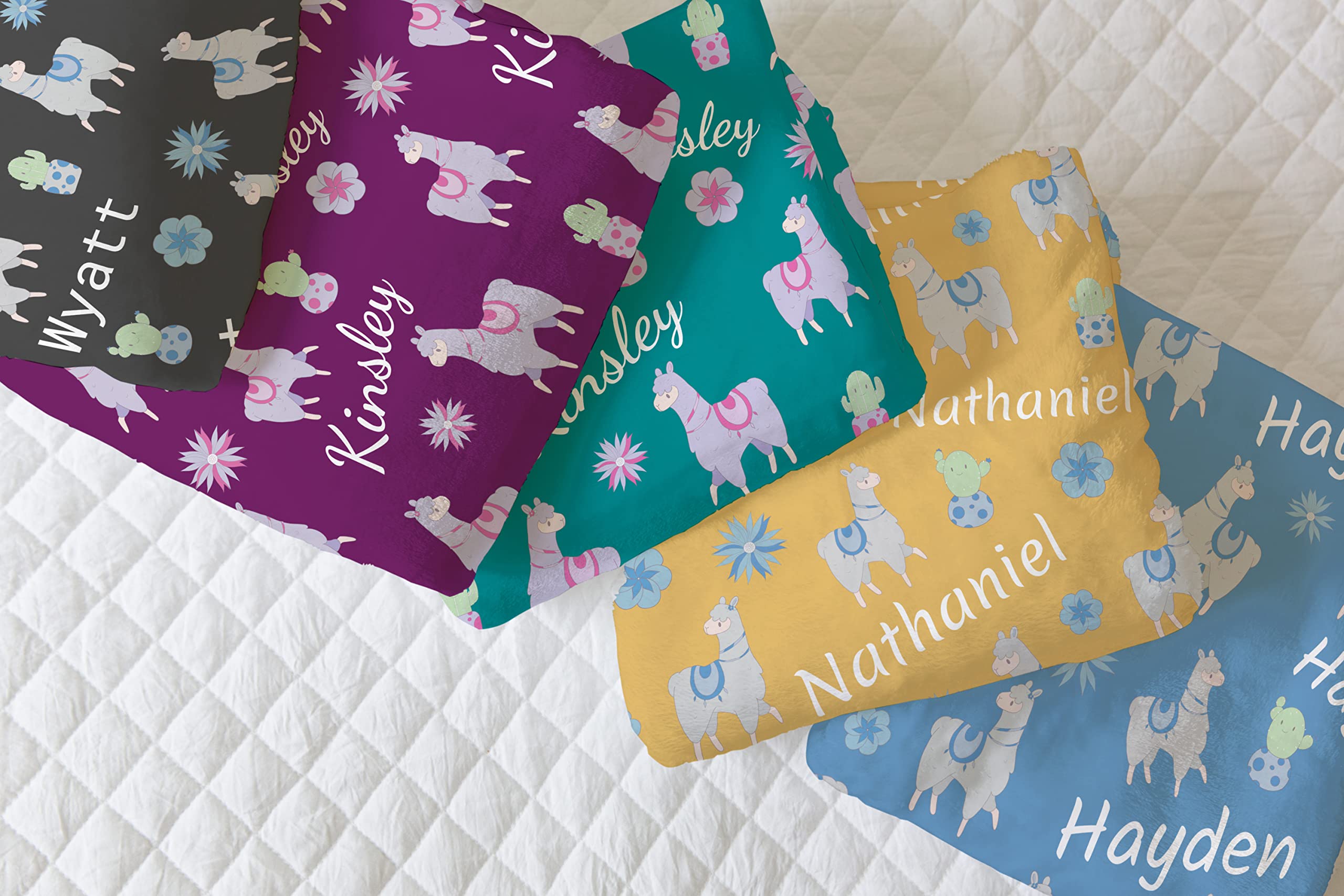 Custom Baby Blankets with Name - Personalized Llama & Cactus Design for Boys & Girls | Soft Unisex Baby Shower, Birthday & Christmas Gift for Newborns, Infants & Toddlers | Perfect for Nursery, Travel & Photo Shoots