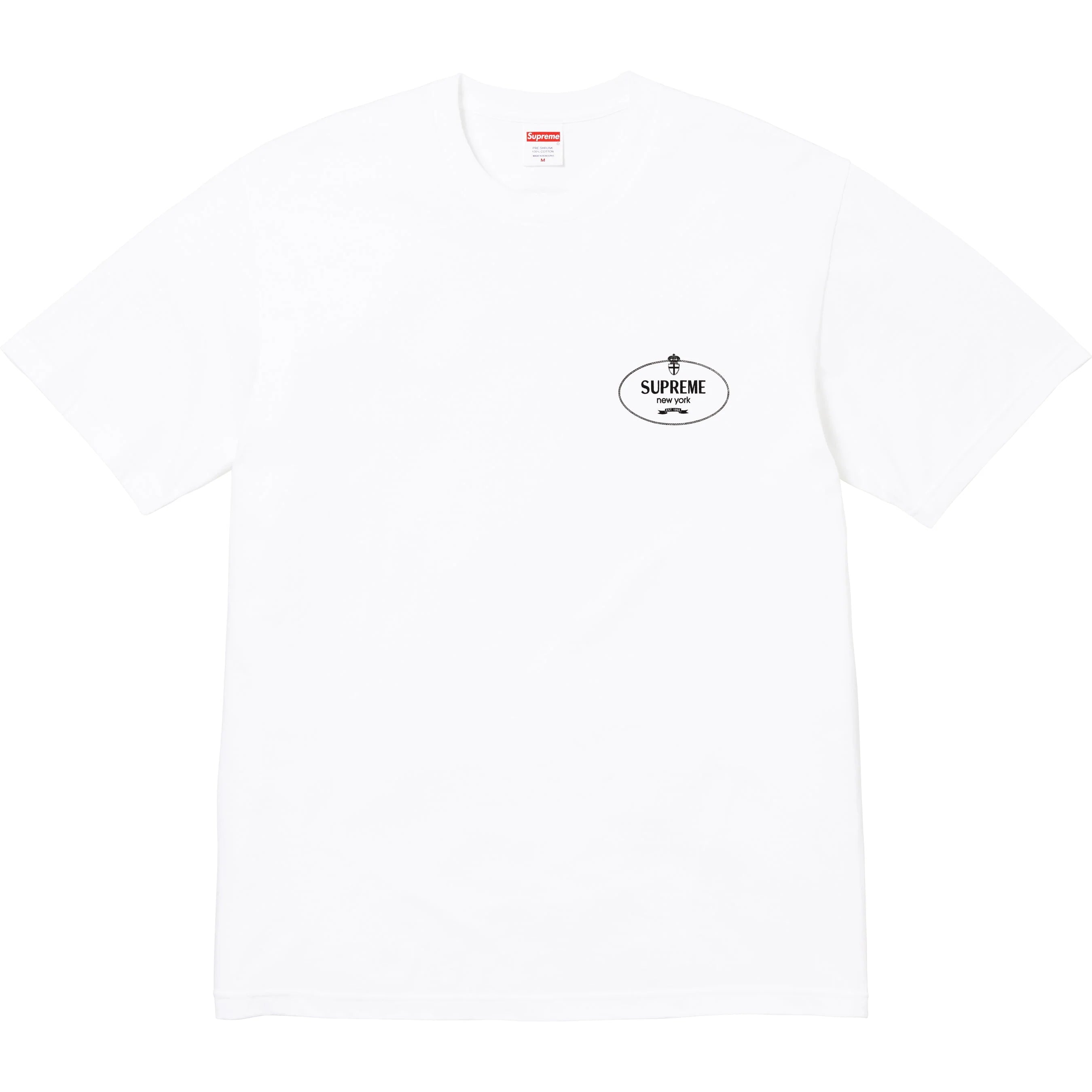 Supreme Crest Logo T-Shirt for Men - White Cotton Short Sleeve Tee - Streetwear Fashion & Casual Wear