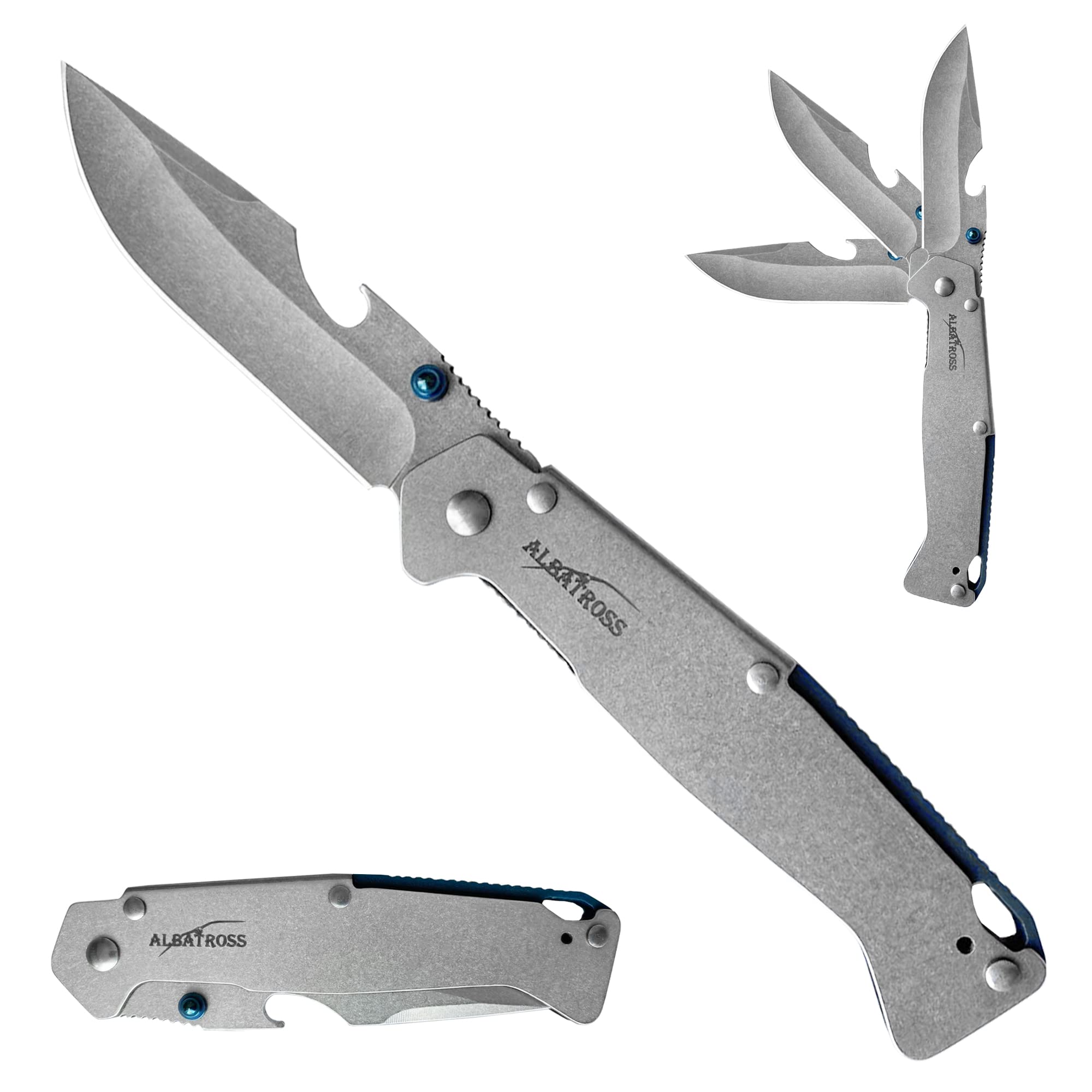 ALBATROSS FK050 Ultra Thin Stainless Steel Pocket Knife - Compact Folding Design with Bottle Opener, 3.25