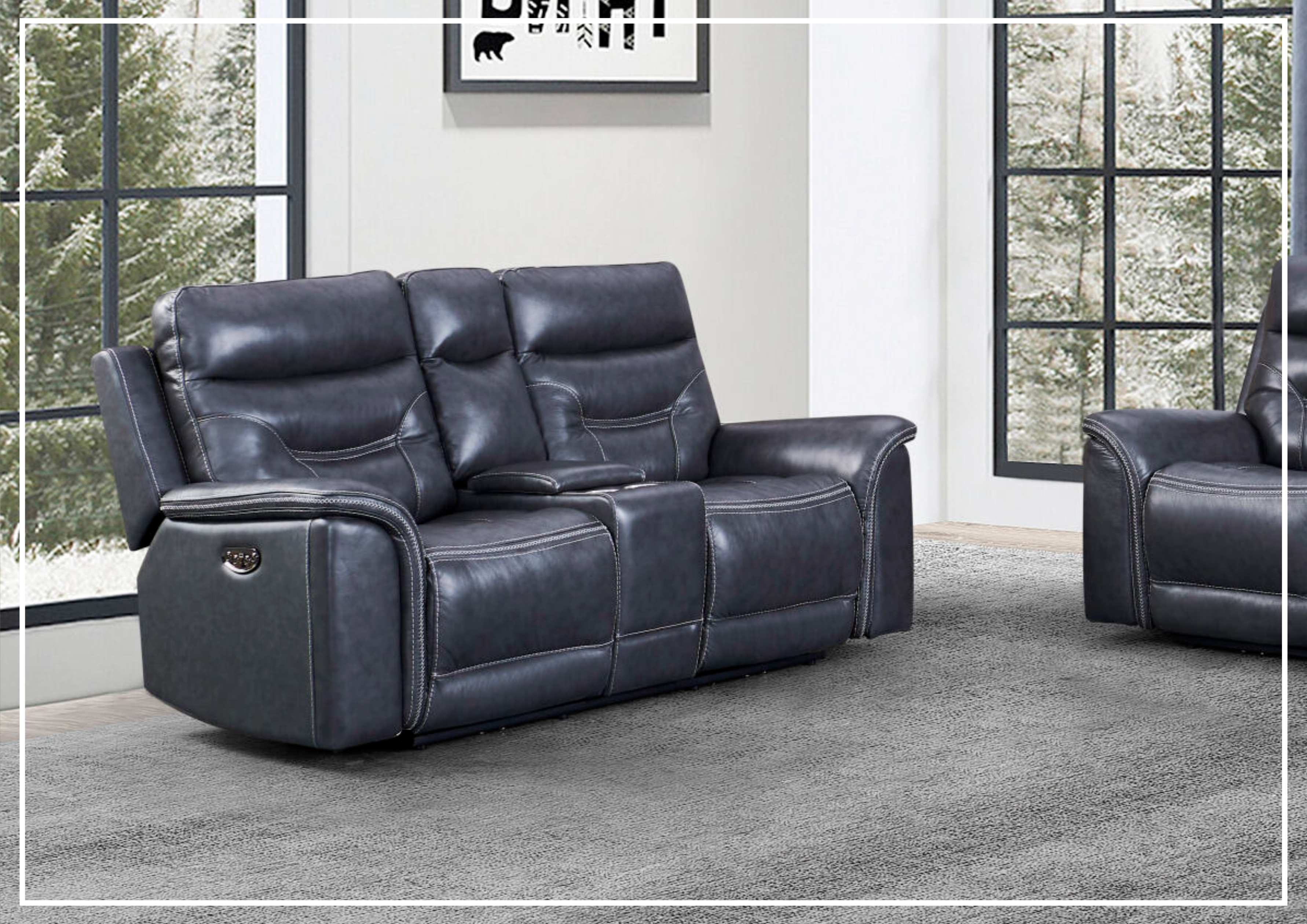 Gio Italia Baldwin Power Reclining Leather Loveseat - Genuine Leather Recliner Sofa for Living Room, Home Theater & Family Room - Comfortable Two-Seater Reclining Couch with Power Motion