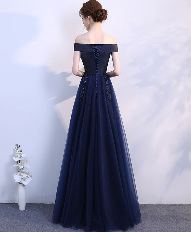 Elegant Blue Off-Shoulder Long Prom Dress for Women | Formal Evening Gown & Bridesmaid Dress | Perfect for Weddings, Parties & Special Occasions