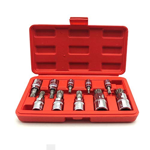10-Piece Allen Head & Triple Square Spline Bit Socket Wrench Set - 1/4