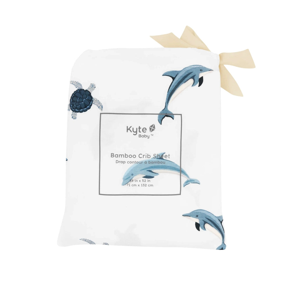 Kyte Baby Organic Cotton Crib Sheet - Soft & Breathable Dolphin Print Fitted Crib Sheet for Nursery, Baby Bedding, Crib Mattress Cover (Perfect for Newborns, Toddlers & Daycare Use)
