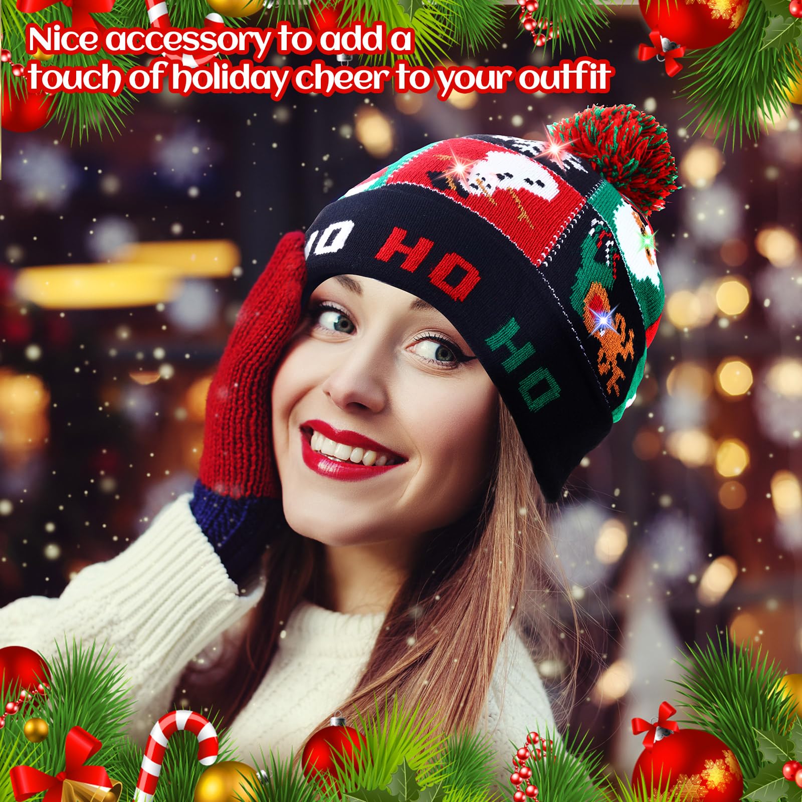 30 Pack LED Christmas Beanie Hats - Light Up Knit Winter Hats for Men & Women - Colorful Holiday Party Favors (Great for Xmas Parties, Gifts & Winter Festivals)