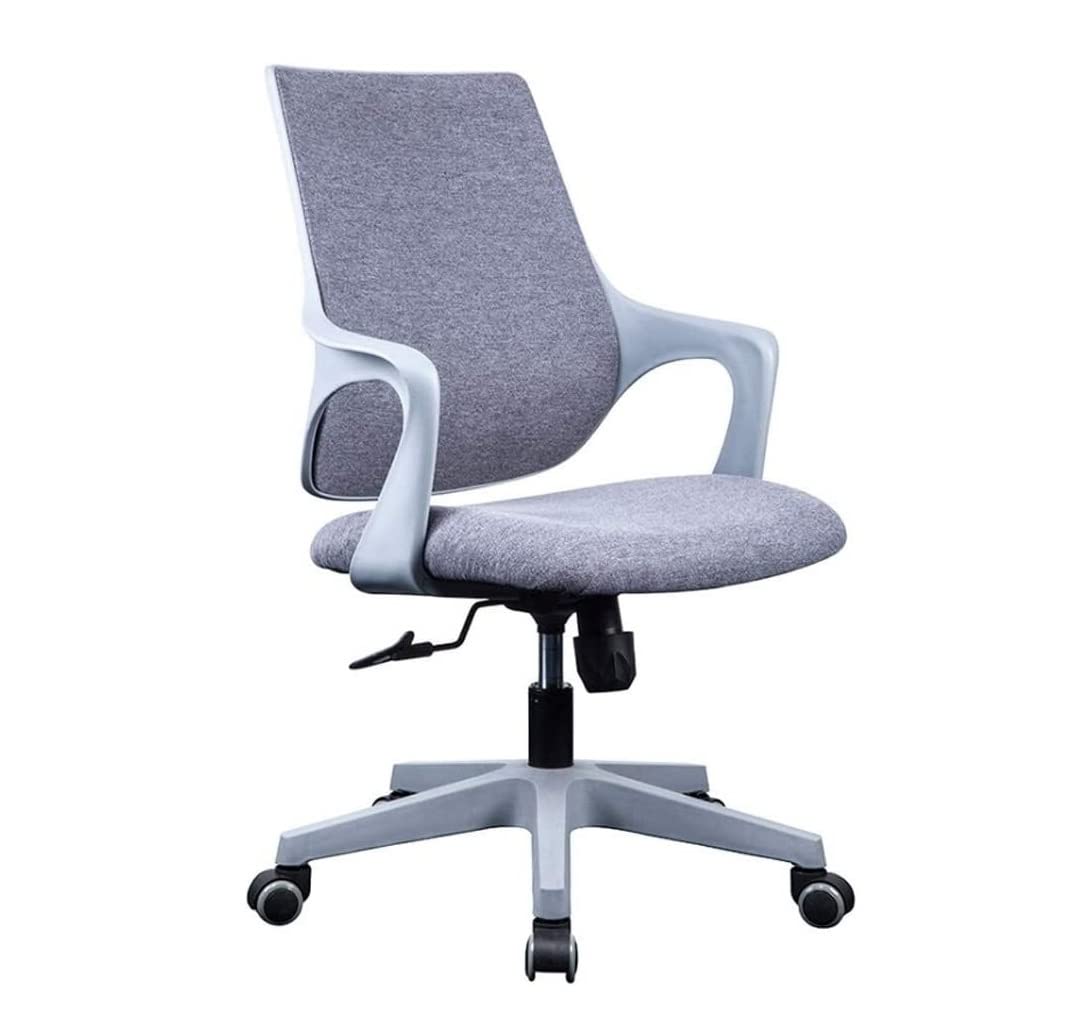 Modern Minimalist Office Chair - Ergonomic Computer Desk Chair for Home & Office, Adjustable Swivel Task Chair with Lumbar Support - Perfect for Work, Study & Gaming (White & Gray)