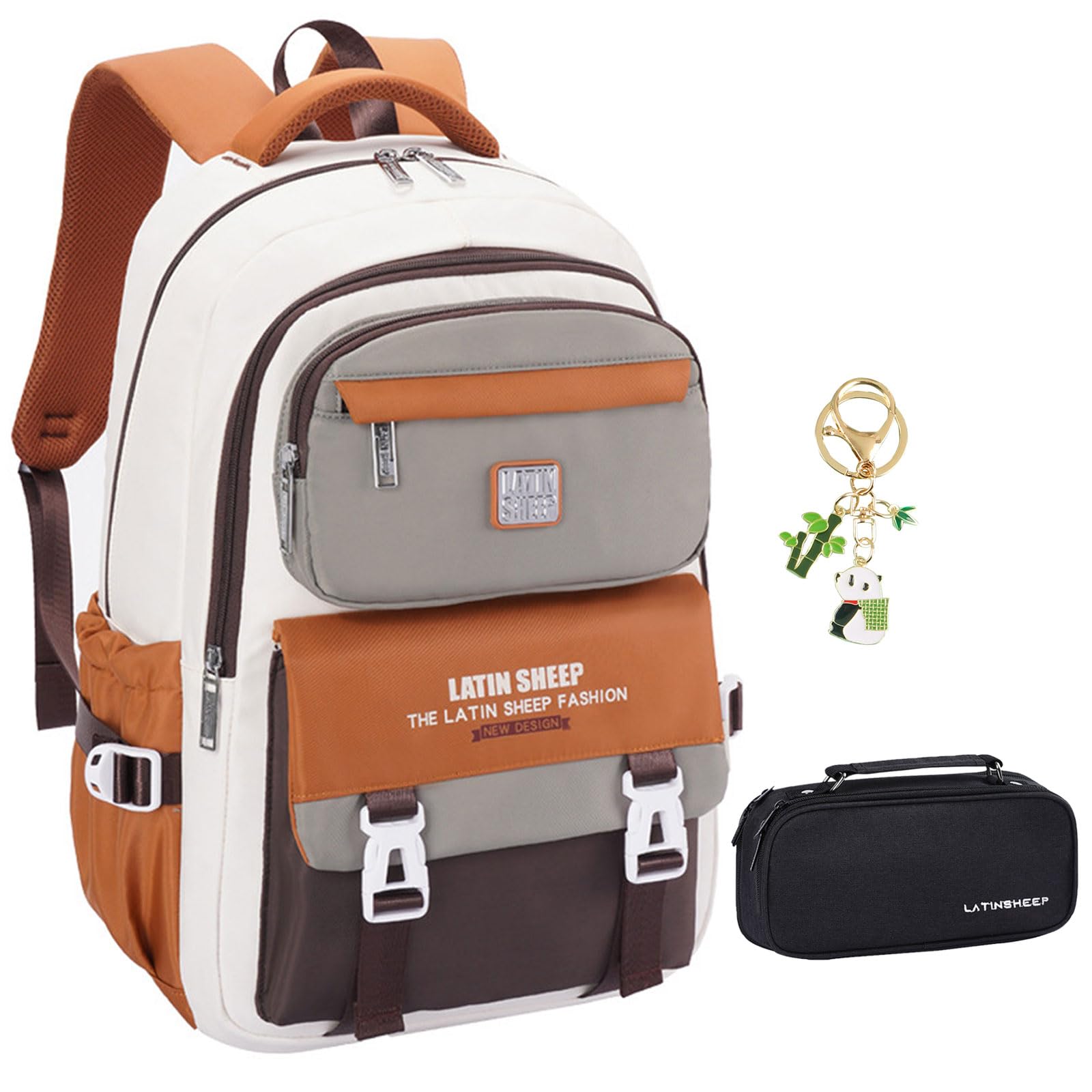 WYCY Boys Backpack - Large Capacity School Bag with Laptop Compartment & Pencil Case - Durable Kids Backpack for School, Travel & Daily Use (Brown)
